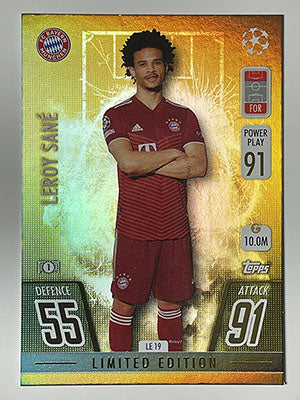 LE19.-Leroy-Sane-Bayern-Munchen-Gold-Limited-Edition-Match-Attax-2021-22-Topps-Football-Card