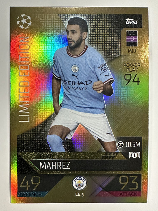 LE3 Riyad Mahrez Limited Edition (Manchester City) Topps Match Attax 2022:2023 Card