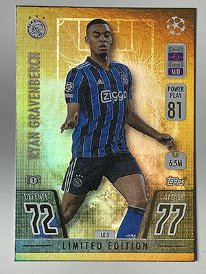 LE3.-Ryan-Gravenberch-AFC-Ajax-Gold-Limited-Edition-Match-Attax-2021-22-Topps-Football-Card