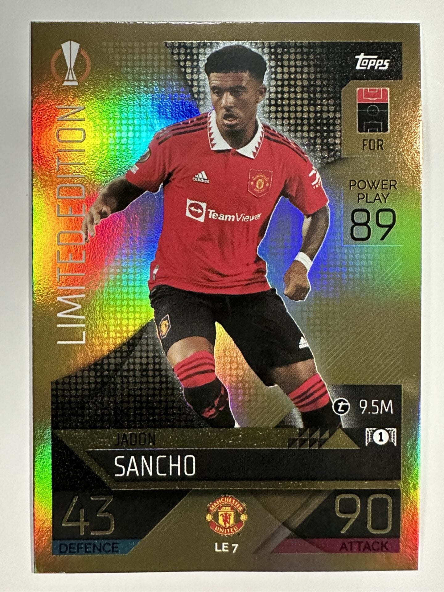 LE7 Jadon Sancho Limited Edition (Manchester United) Topps Match Attax 2022:2023 Card