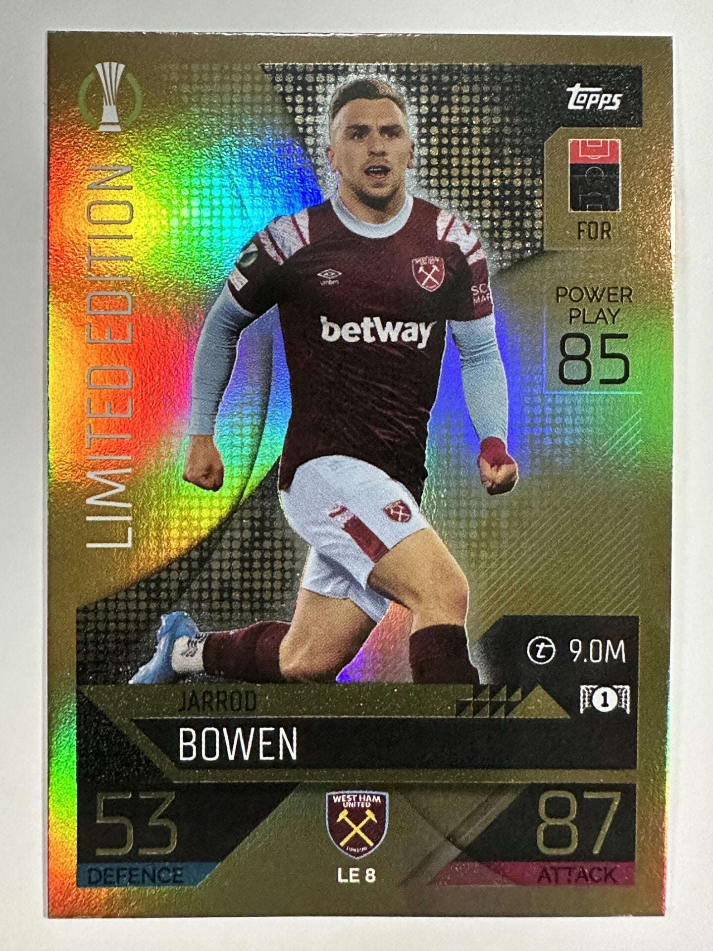 LE8 Jarrod Bowen Limited Edition (West Ham) Topps Match Attax 2022:2023 Card