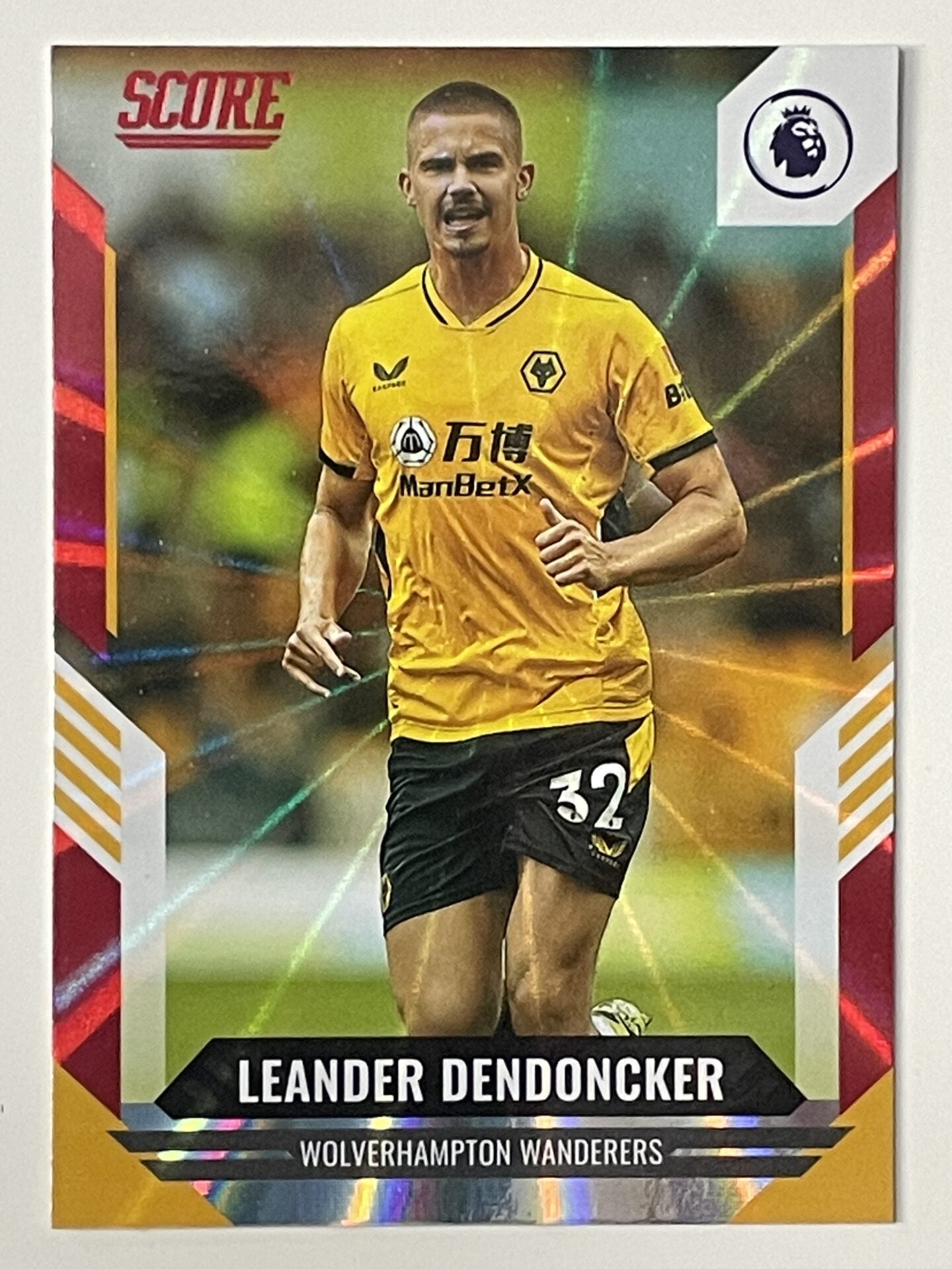 Leander Dendoncker Wolves Base Red Laser Parallel Panini Premier League Score 2021 2022