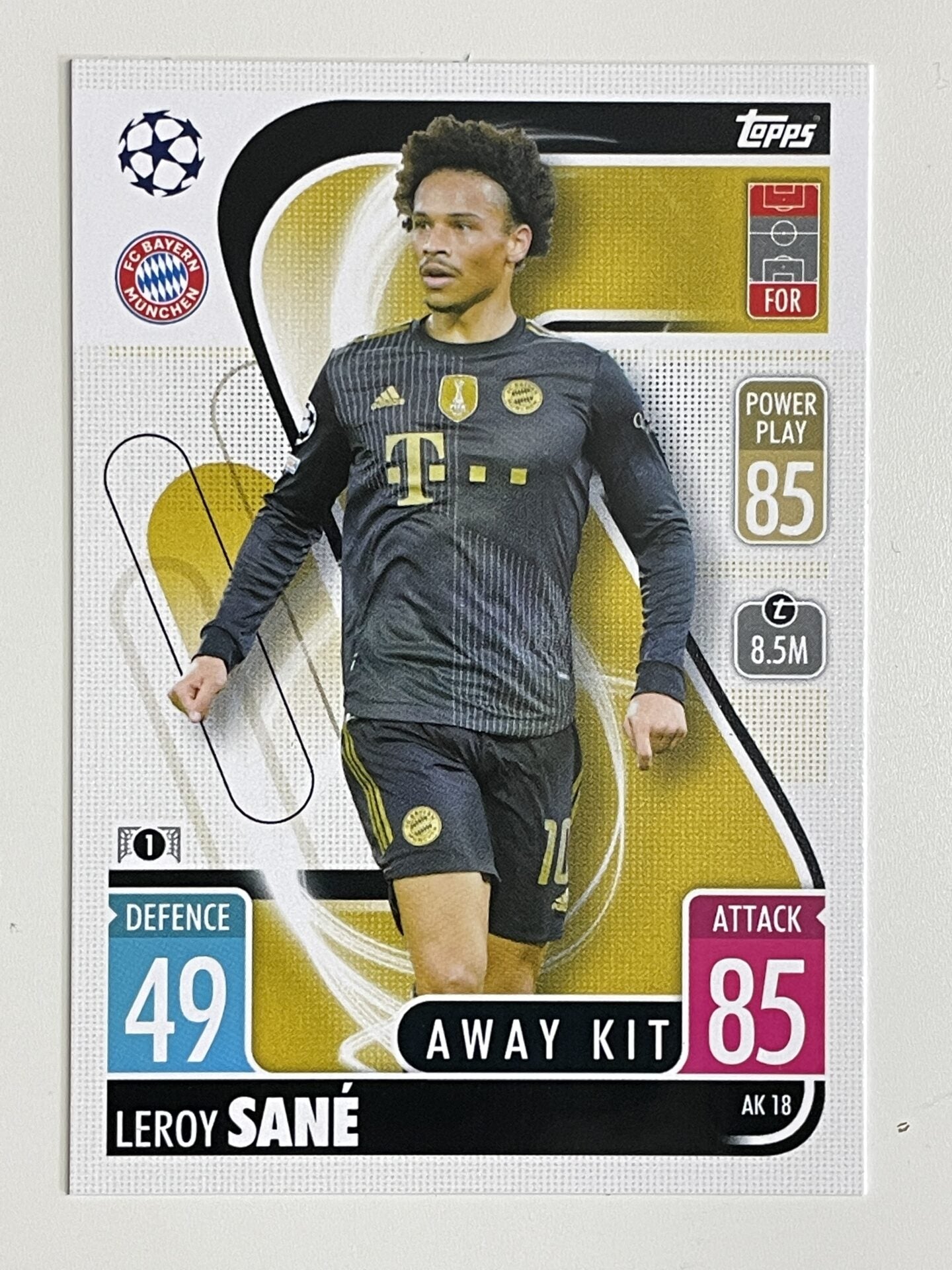 Leroy Sane Bayern Munich Away Kit Topps Match Attax Extra 2021:22 Champions League Card