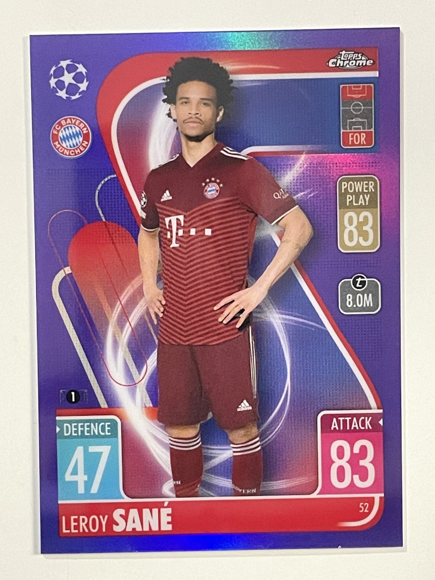 Leroy Sane Purple Parallel Topps Match Attax Chrome 2021 2022