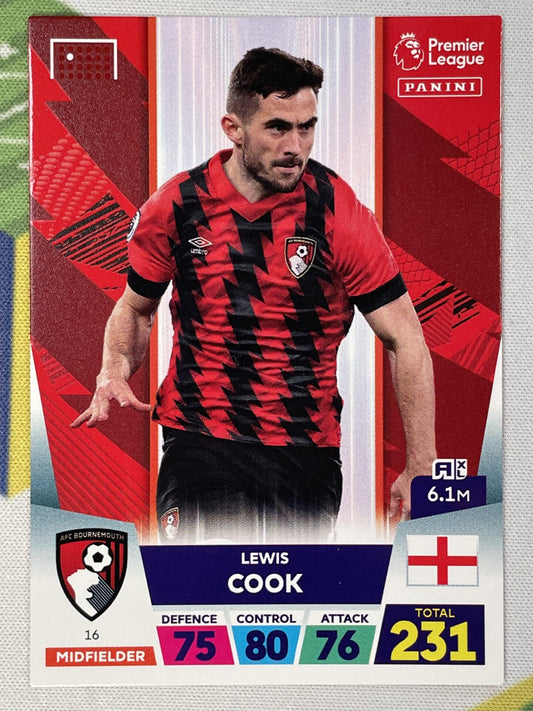 Lewis Cook Bournemouth Panini Premier League Adrenalyn XL 2023 Card