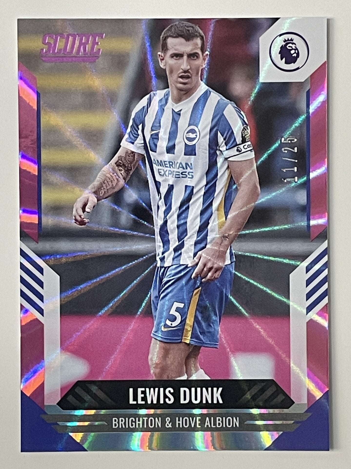 Lewis Dunk Brighton Base Pink Laser Parallel Panini Premier League Score 2021 2022