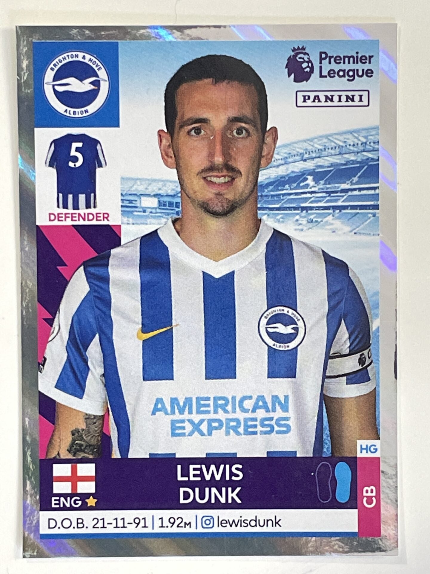 Lewis Dunk Captain Brighton Panini Premier League 2022 Football Sticker