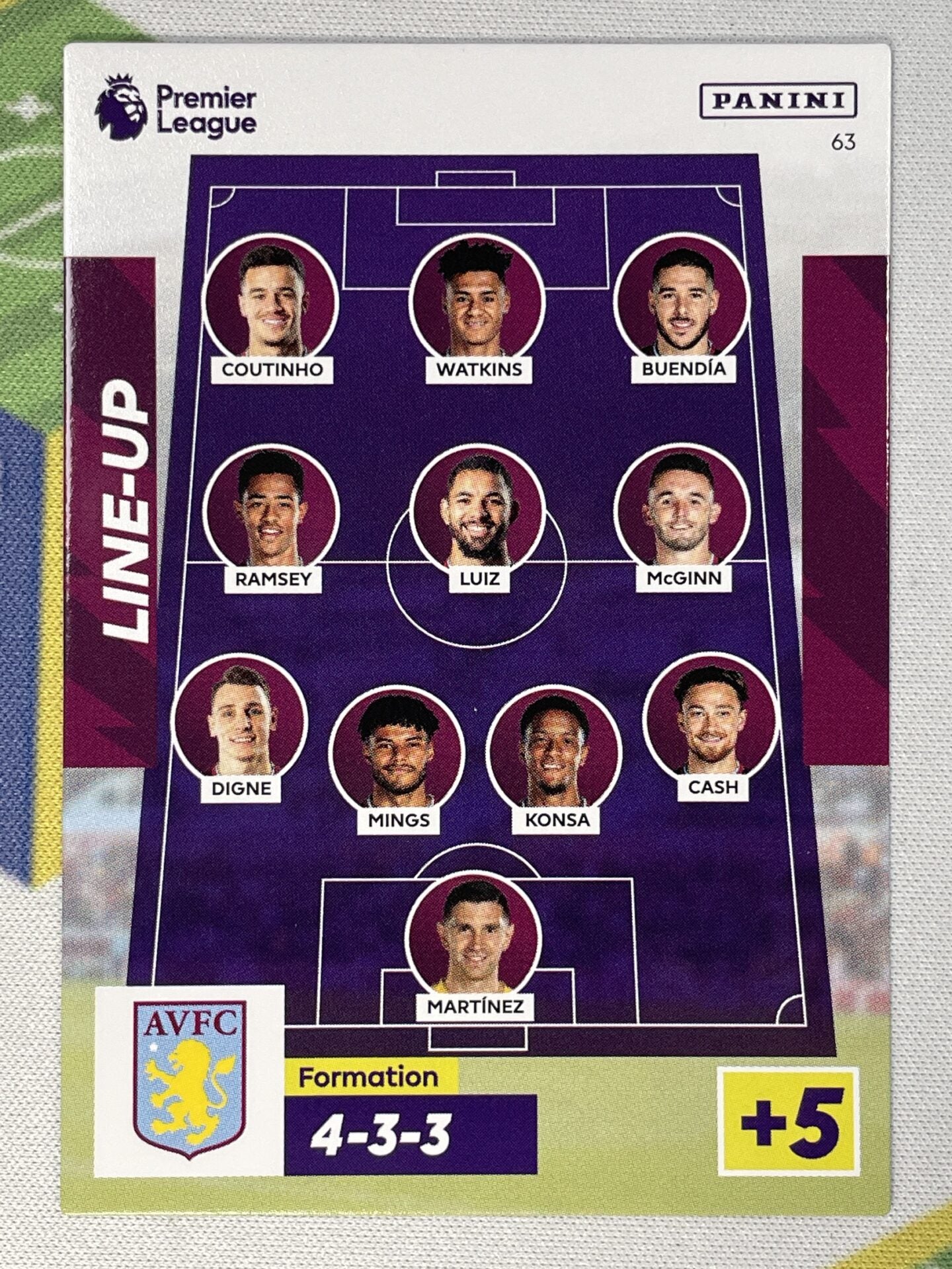 Lineup Aston Villa Panini Premier League Adrenalyn XL 2023 Card