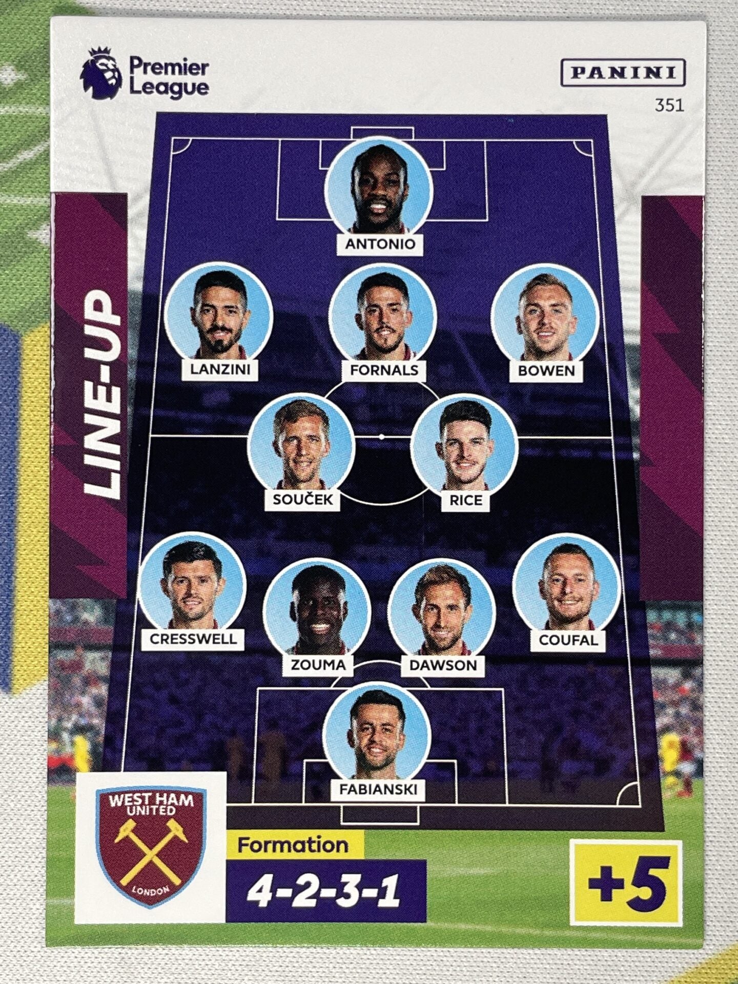 Lineup West Ham Panini Premier League Adrenalyn XL 2023 Card