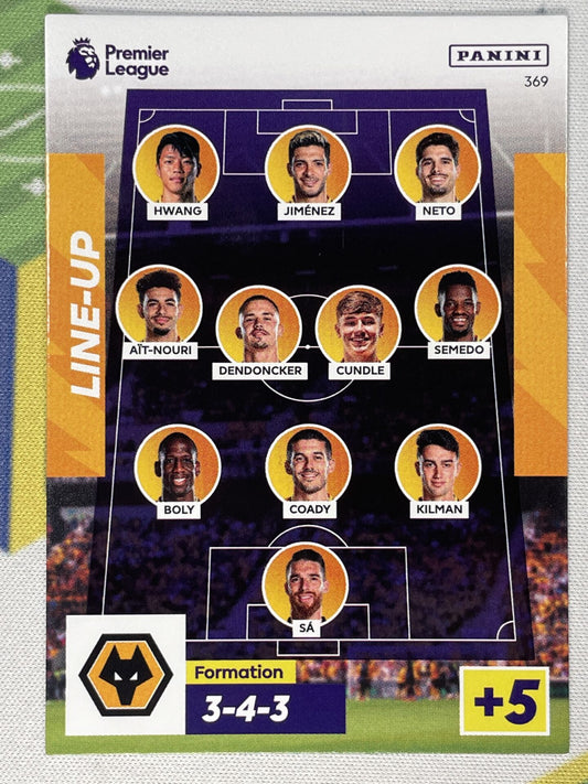 Lineup Wolves Panini Premier League Adrenalyn XL 2023 Card