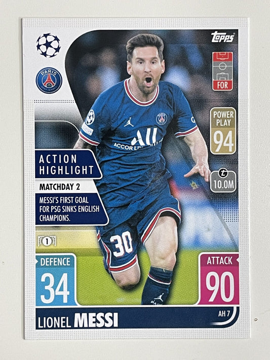 Lionel Messi PSG Action Highlight Topps Match Attax Extra 2021:22 Champions League Card