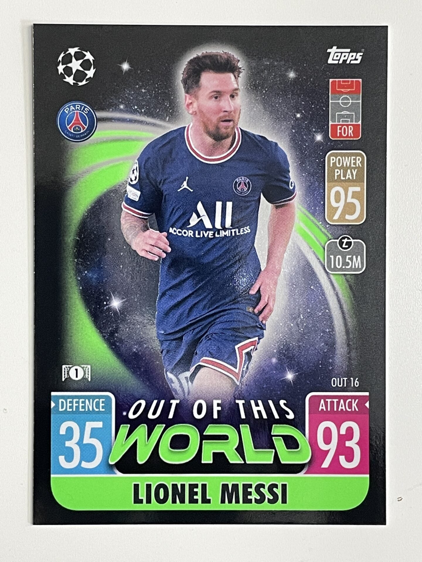 Lionel Messi PSG Out of this World Topps Match Attax Extra 2021:22 Champions League Card