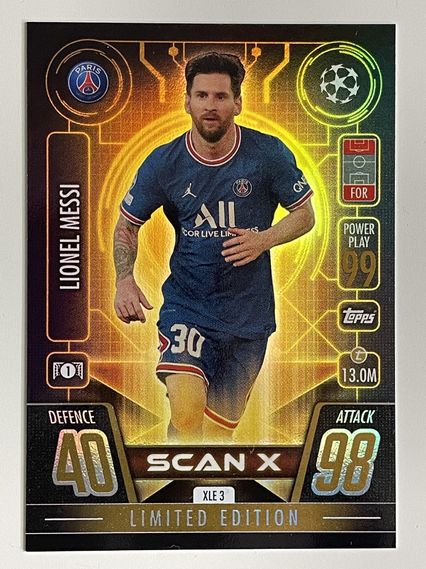 Lionel Messi PSG Scan X Limited Edition Topps Match Attax Extra 2021:22 Champions League Card