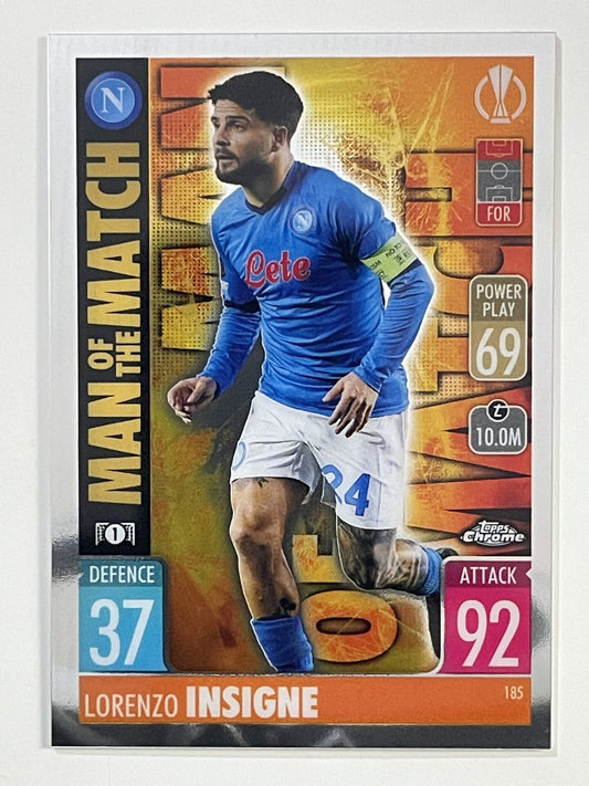 Lorenzo Insigne Man of the Match Napoli Topps Match Attax Chrome 2021 2022 Football Card