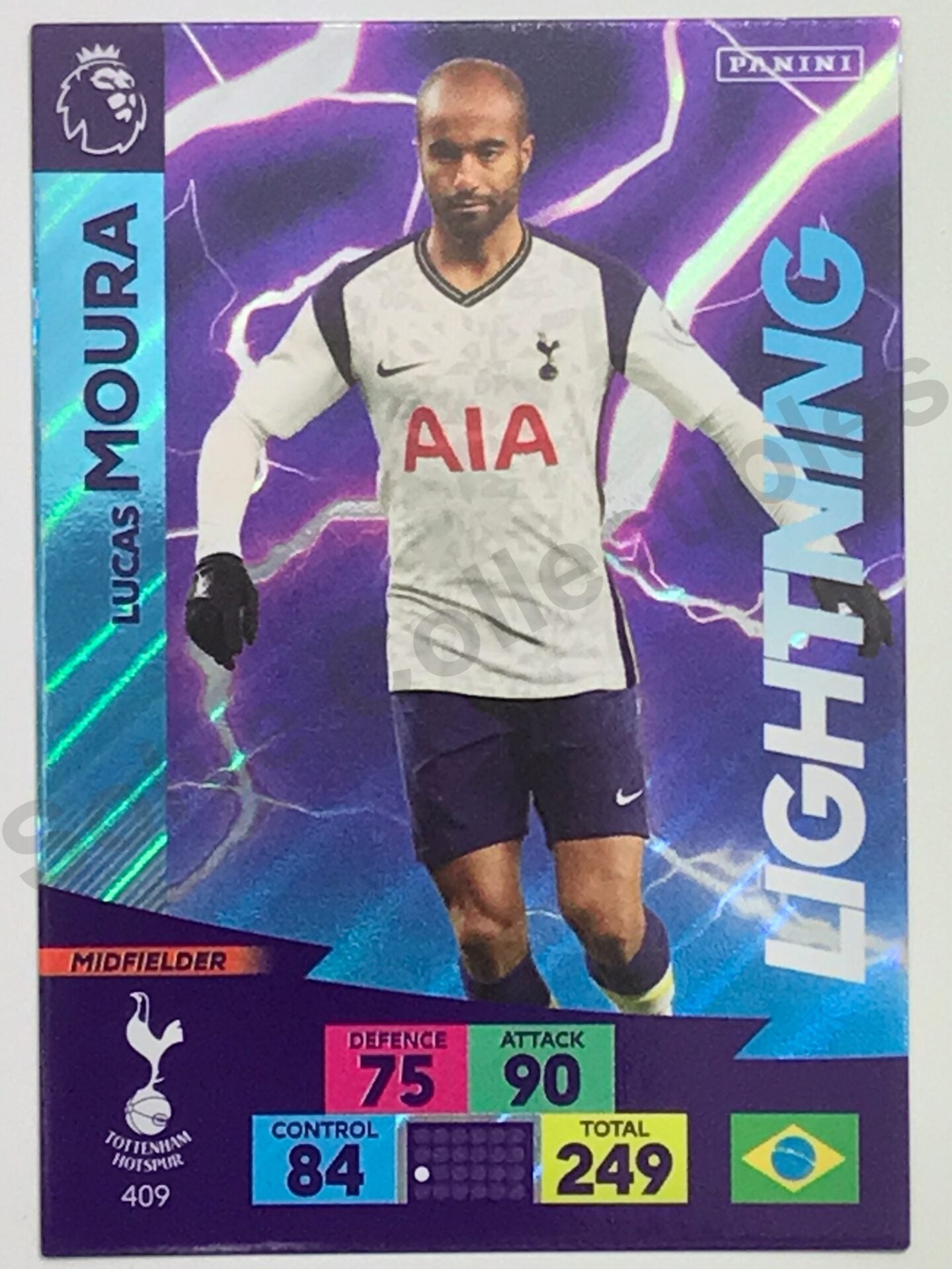 Lucas Moura (Tottenham) &#8211; Lightning Football Card &#8211; Premier League Adrenalyn XL 2020:21