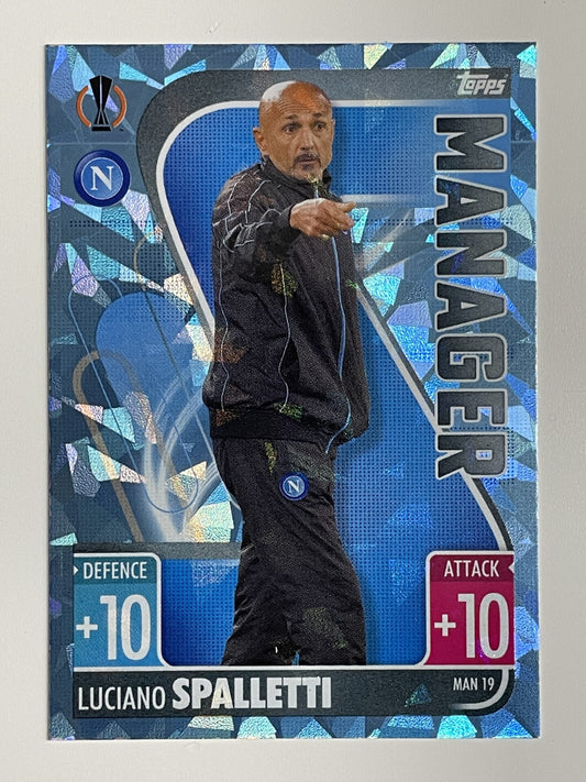 Luciano Spalletti Napoli Manager Crystal Foil Parallel Topps Match Attax Extra 2021:22 Champions League Card