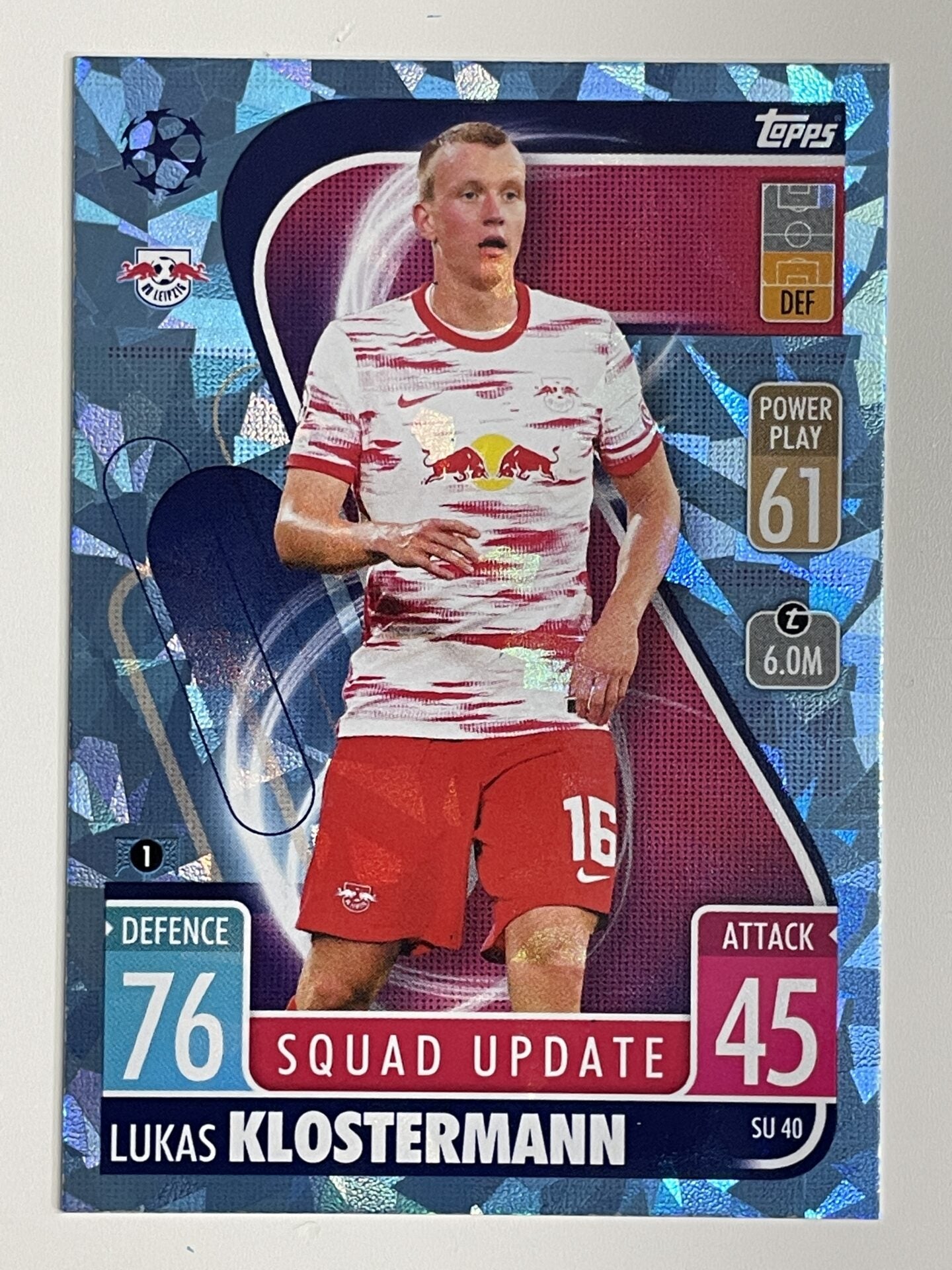 Lukas Klostermann RB Leipzig Base Crystal Foil Parallel Topps Match Attax Extra 2021:22 Champions League Card