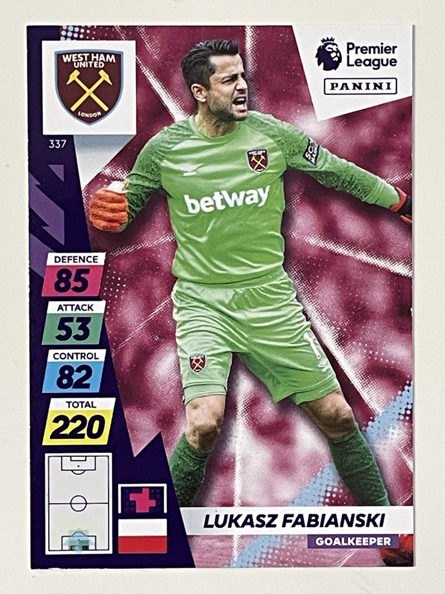 Lukasz Fabianski West Ham Base Panini Adrenalyn XL PLUS Premier League 2021 2022