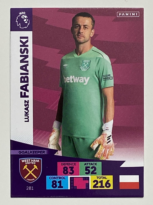 Lukasz Fabianski (West Ham) Football Card &#8211; Premier League Adrenalyn XL 2020:21