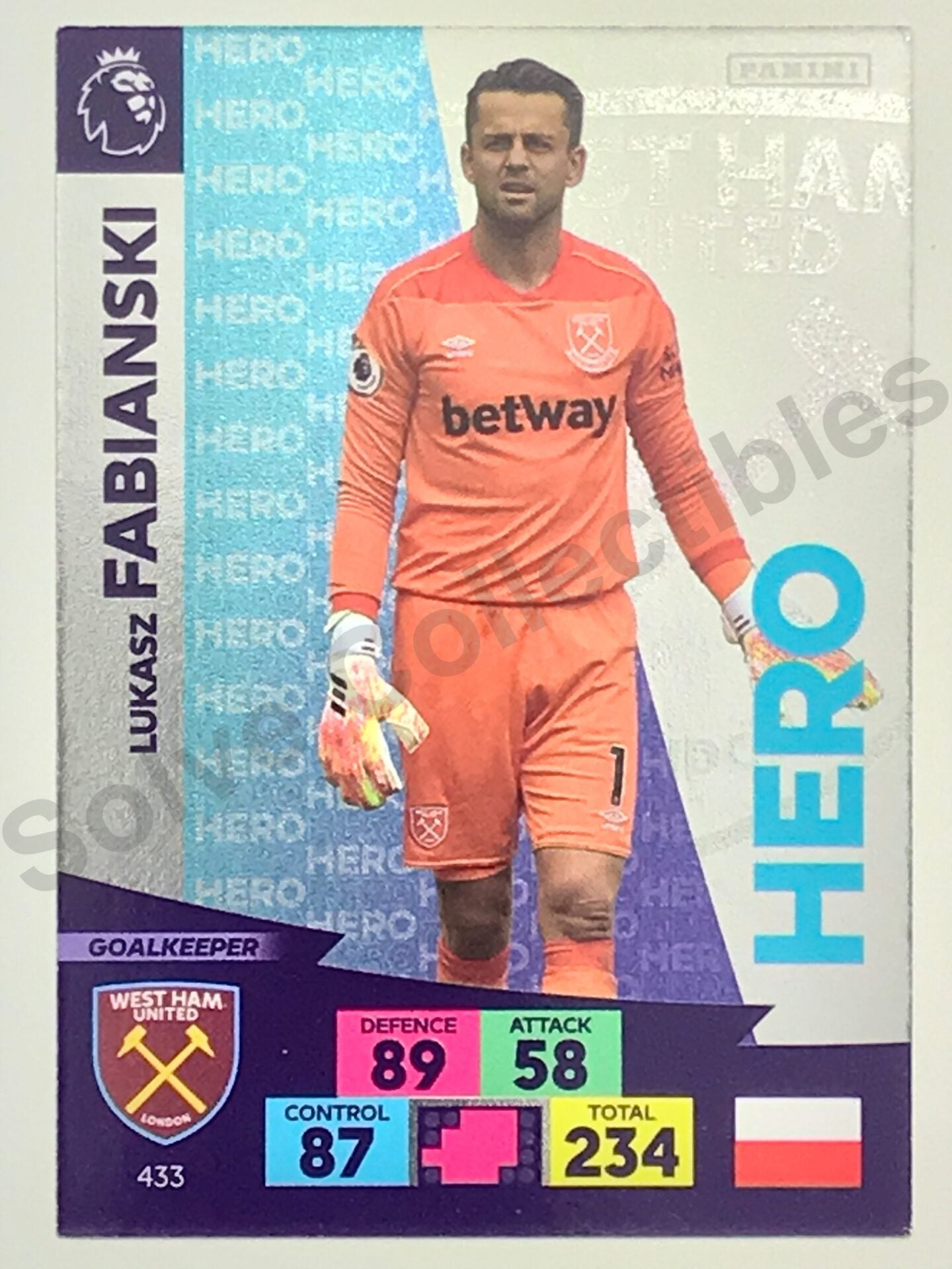 Lukasz Fabianski (West Ham) &#8211; Hero Football Card &#8211; Premier League Adrenalyn XL 2020:21