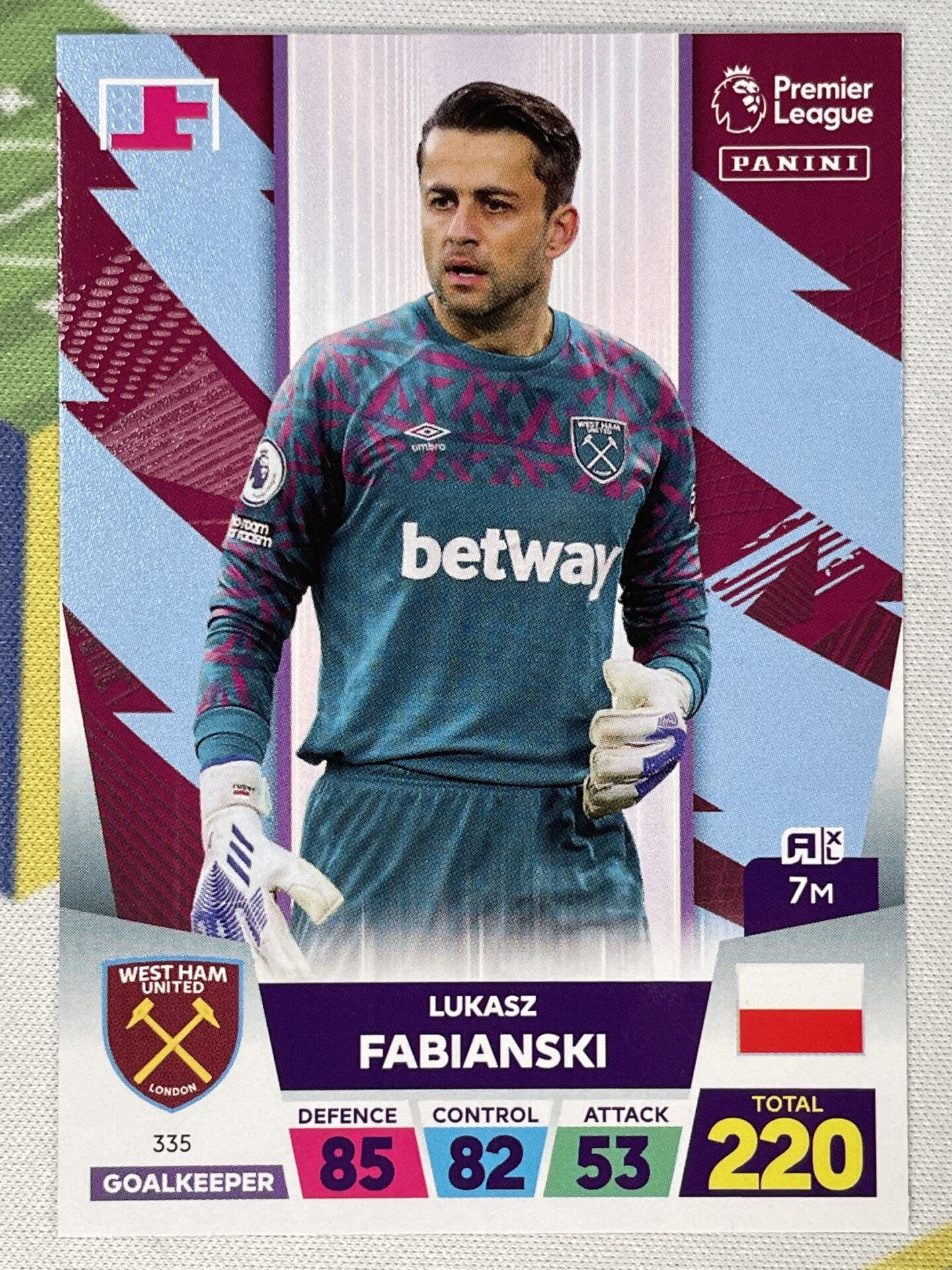 Lukasz Fabianski West Ham Panini Premier League Adrenalyn XL 2023 Card