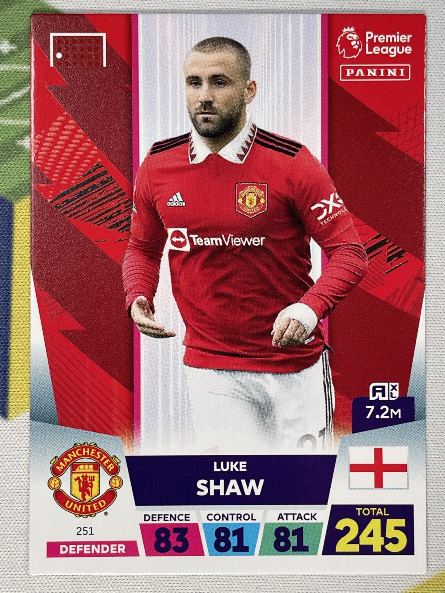 Luke Shaw Manchester United Panini Premier League Adrenalyn XL 2023 Card