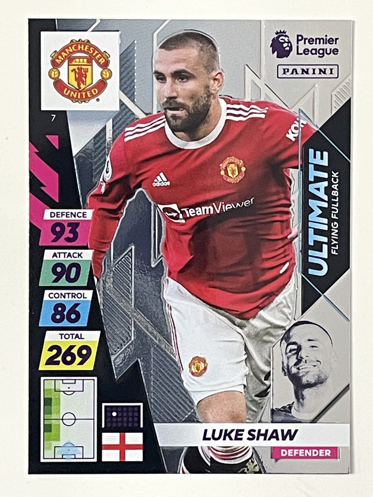 Luke Shaw Manchester United Ultimate Flying Fullback Panini Adrenalyn XL PLUS Premier League 2021 2022