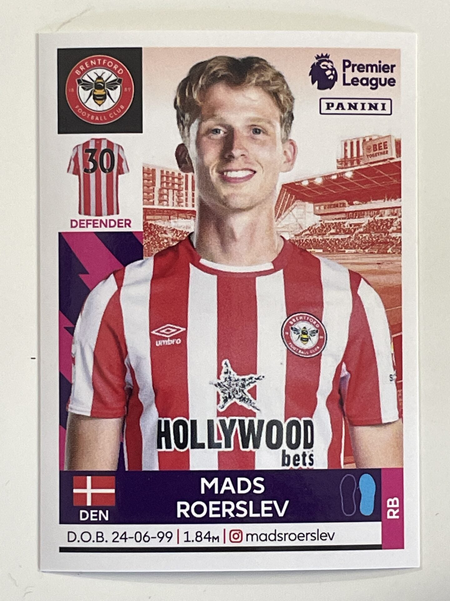 Mads Roerslev Brentford Panini Premier League 2022 Football Sticker