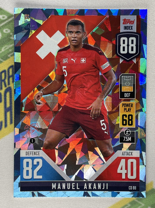 Manuel Akanji Switzerland Crystal Foil Parallel Topps Match Attax 101 Road to Nations League 2022 Card