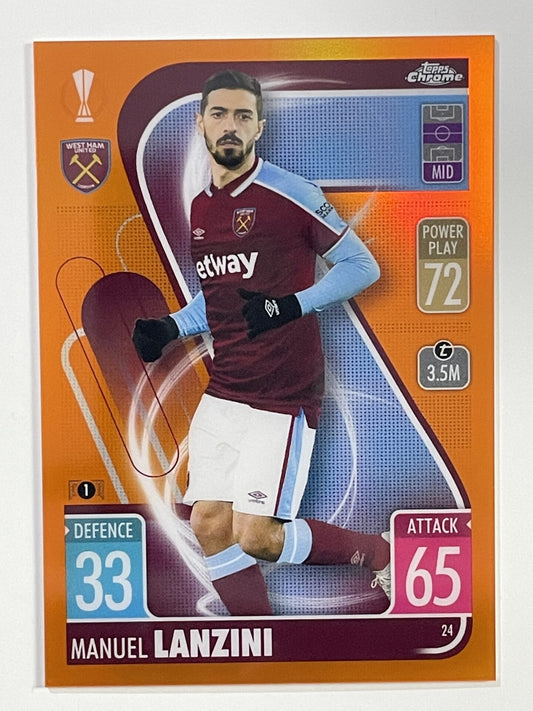 Manuel Lanzini Orange Parallel Topps Match Attax Chrome 2021 2022