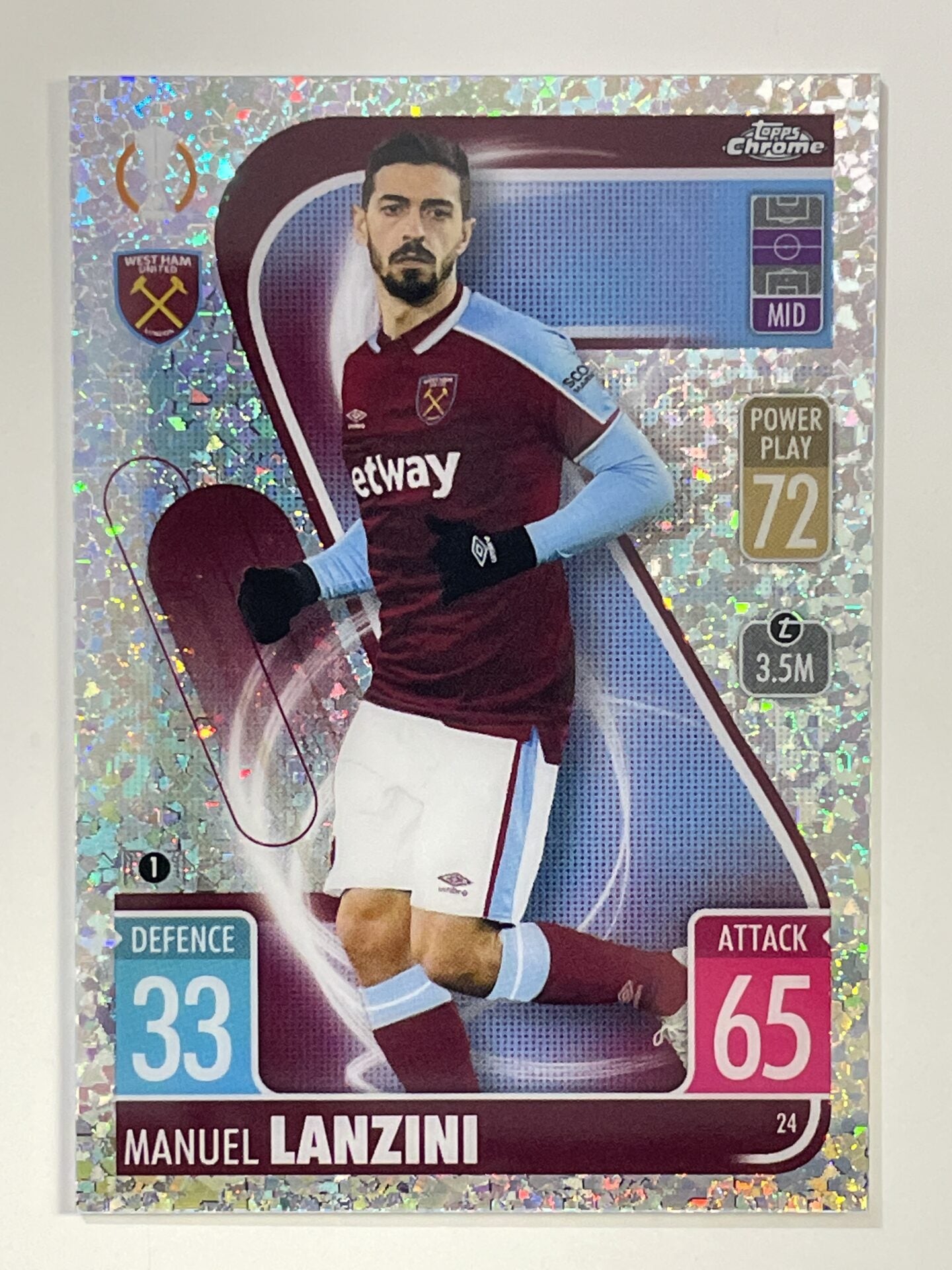 Manuel Lanzini Speckle Refractor Topps Match Attax Chrome 2021 2022