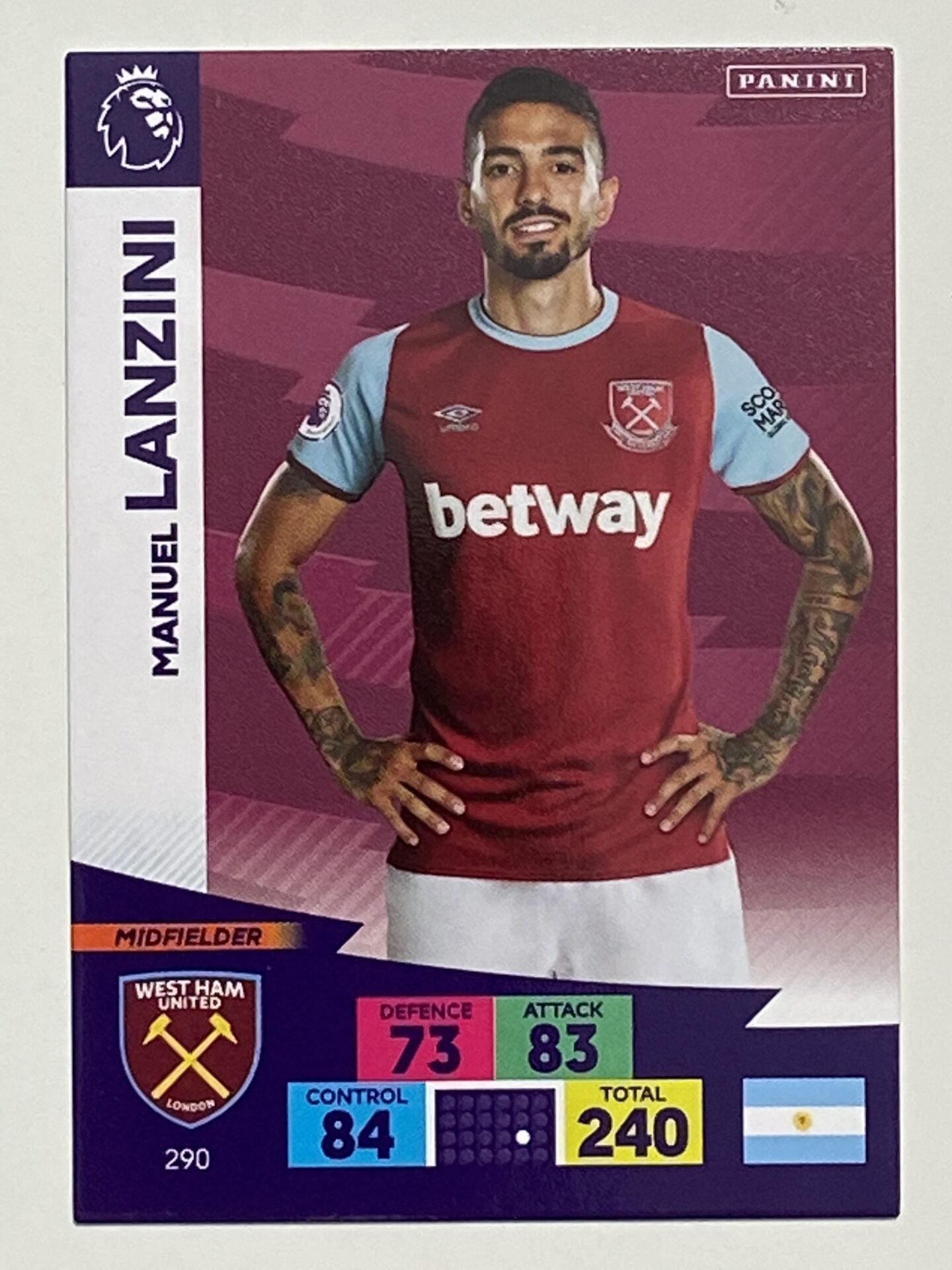 Manuel Lanzini (West Ham) Football Card &#8211; Premier League Adrenalyn XL 2020:21