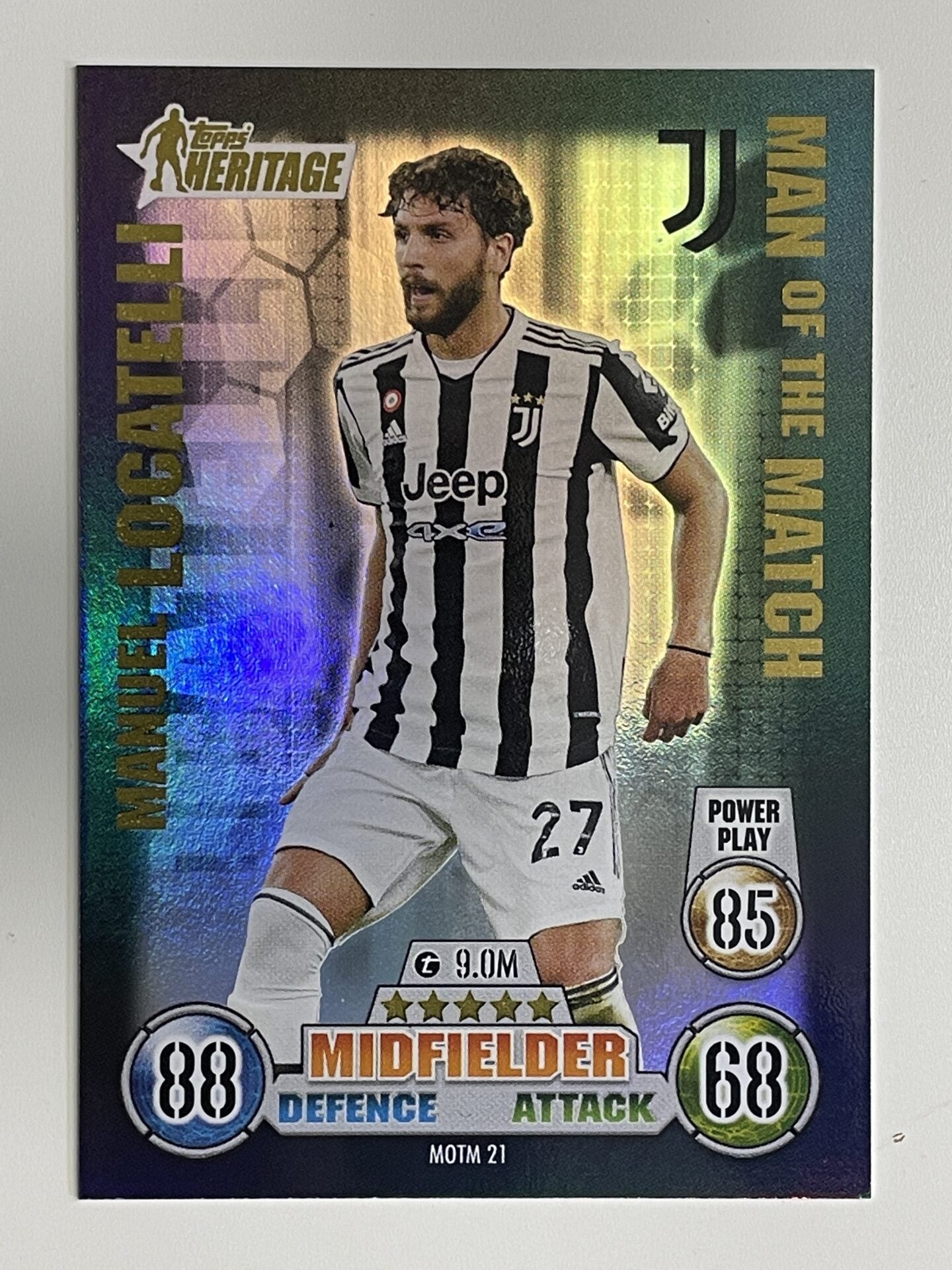 Manuel Locatelli Juventus Man of the Match Heritage Topps Match Attax Extra 2021:22 Champions League Card