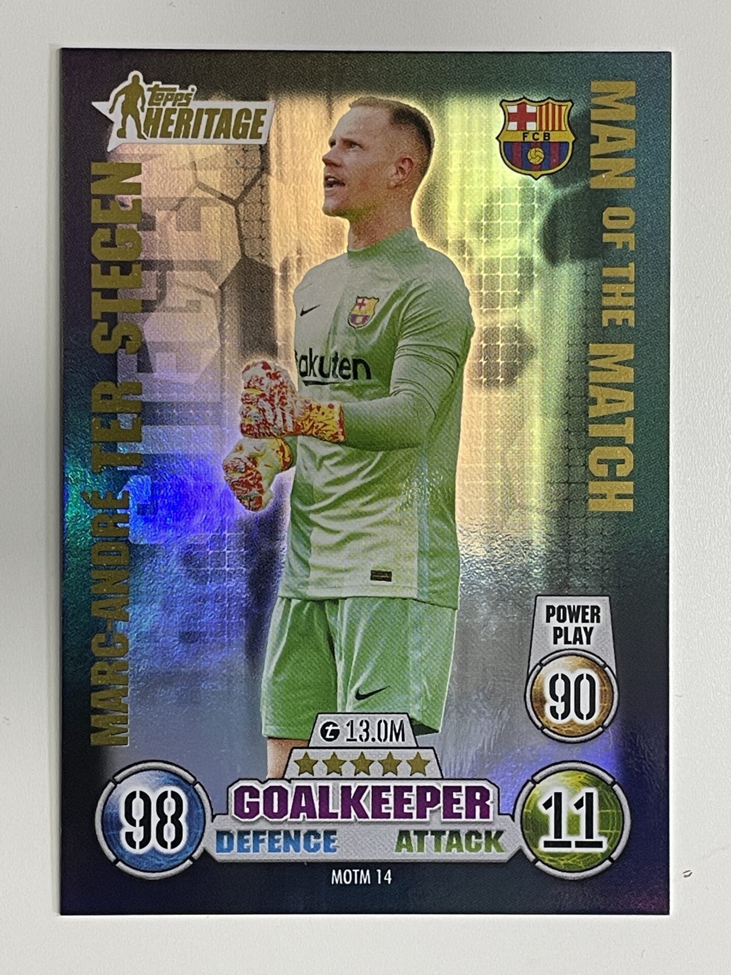 Marc Andre Ter Stegen Barcelona Man of the Match Heritage Topps Match Attax Extra 2021:22 Champions League Card