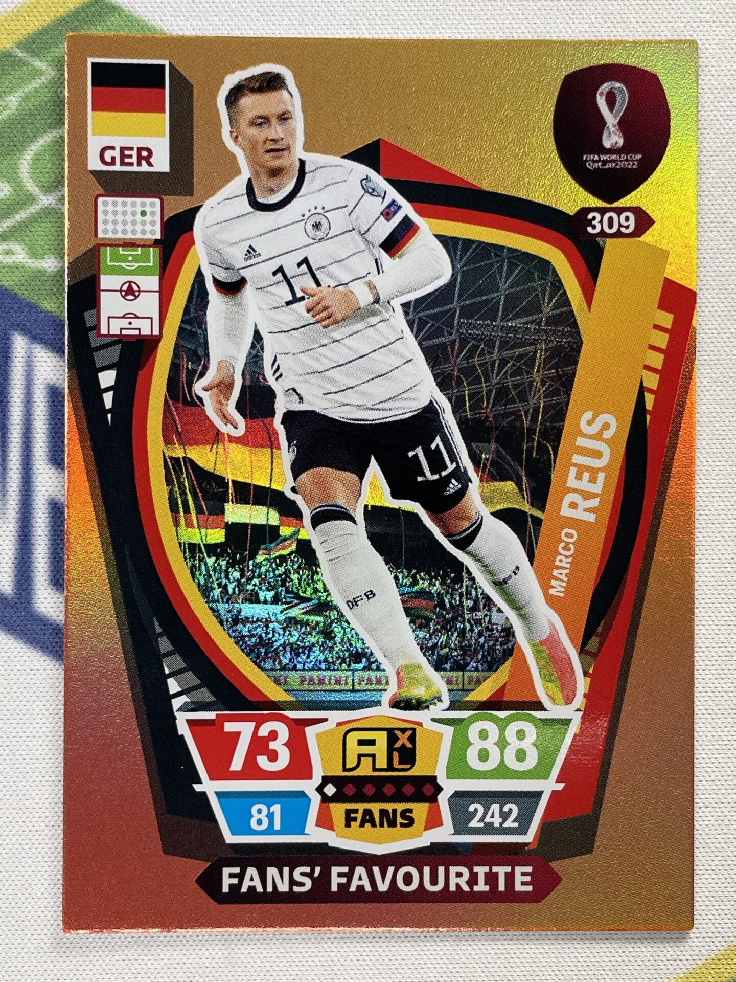 Marco Reus Germany Fans Favourite Panini World Cup 2022 Adrenalyn XL Card