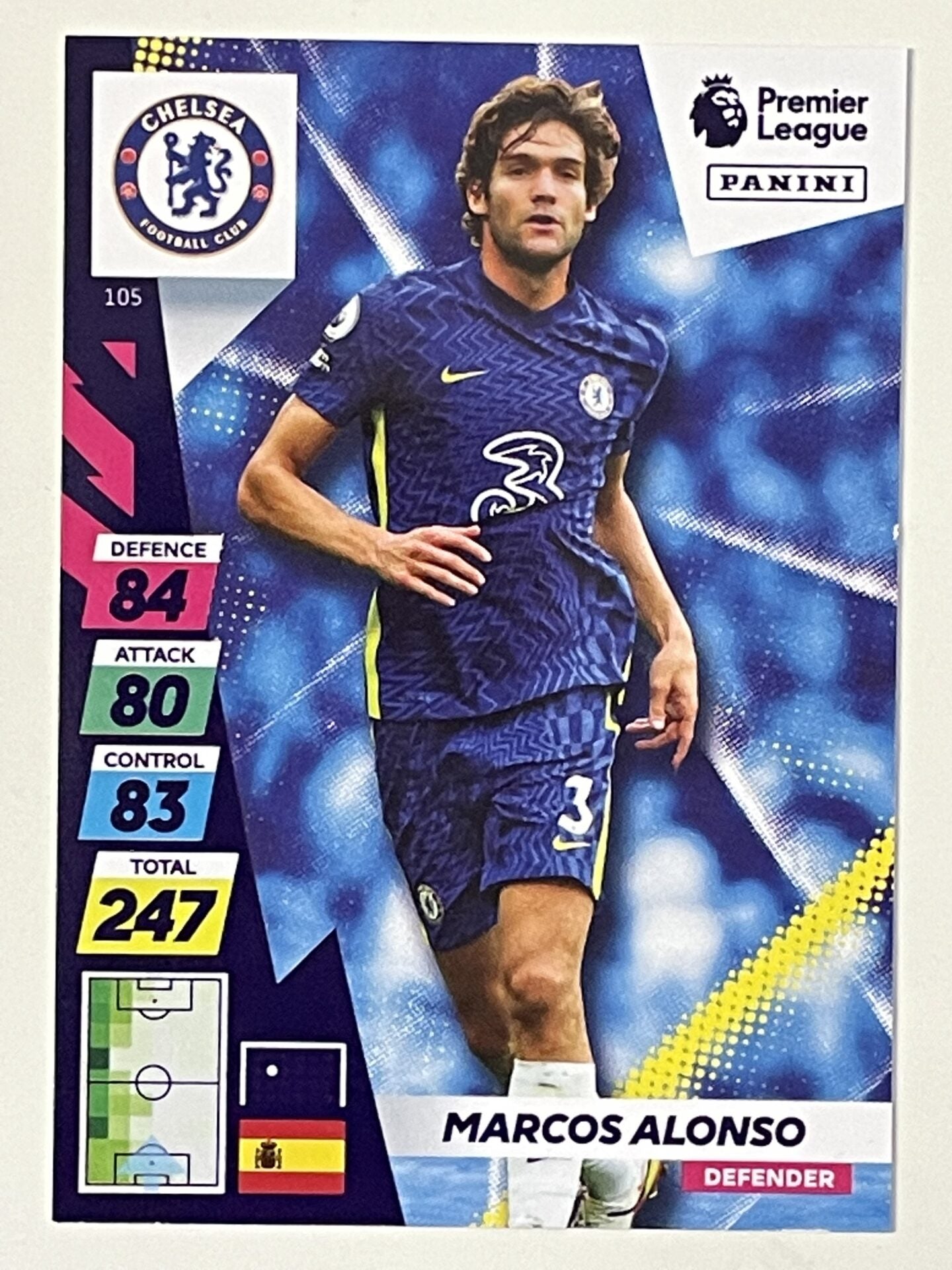 Marcos Alonso Chelsea Base Panini Adrenalyn XL PLUS Premier League 2021 2022