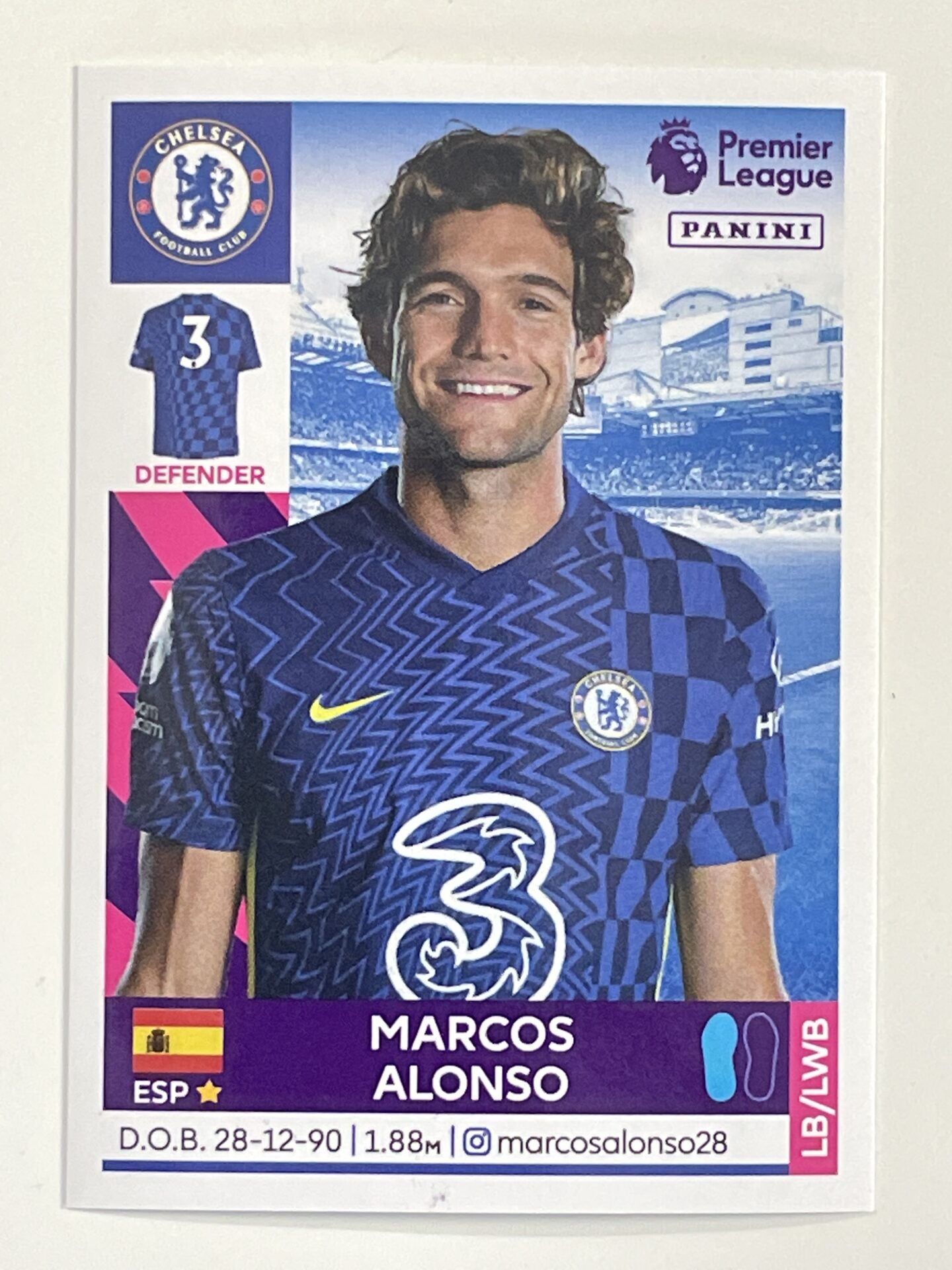 Marcos Alonso Chelsea Panini Premier League 2022 Football Sticker