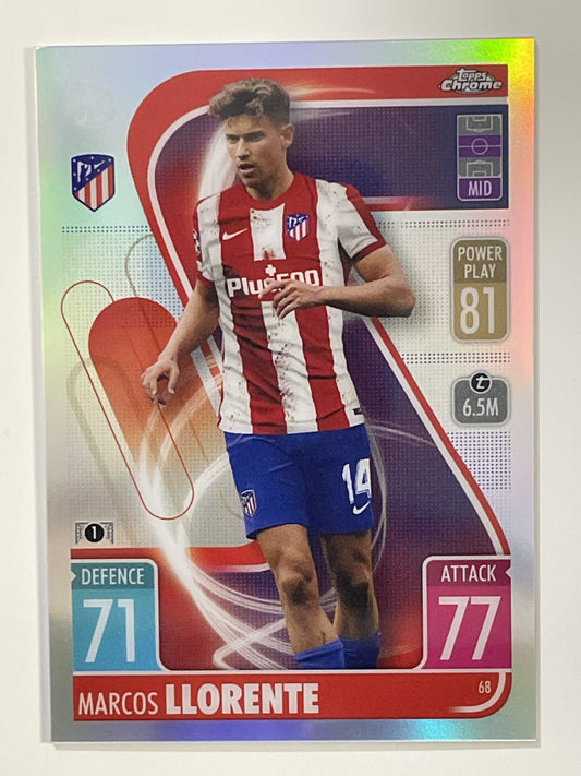 Marcos Llorente Refractor Topps Match Attax Chrome 2021 2022