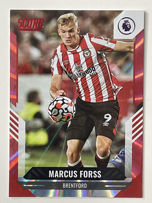 Marcus Forss Brentford Base Red Laser Parallel Panini Premier League Score 2021 2022