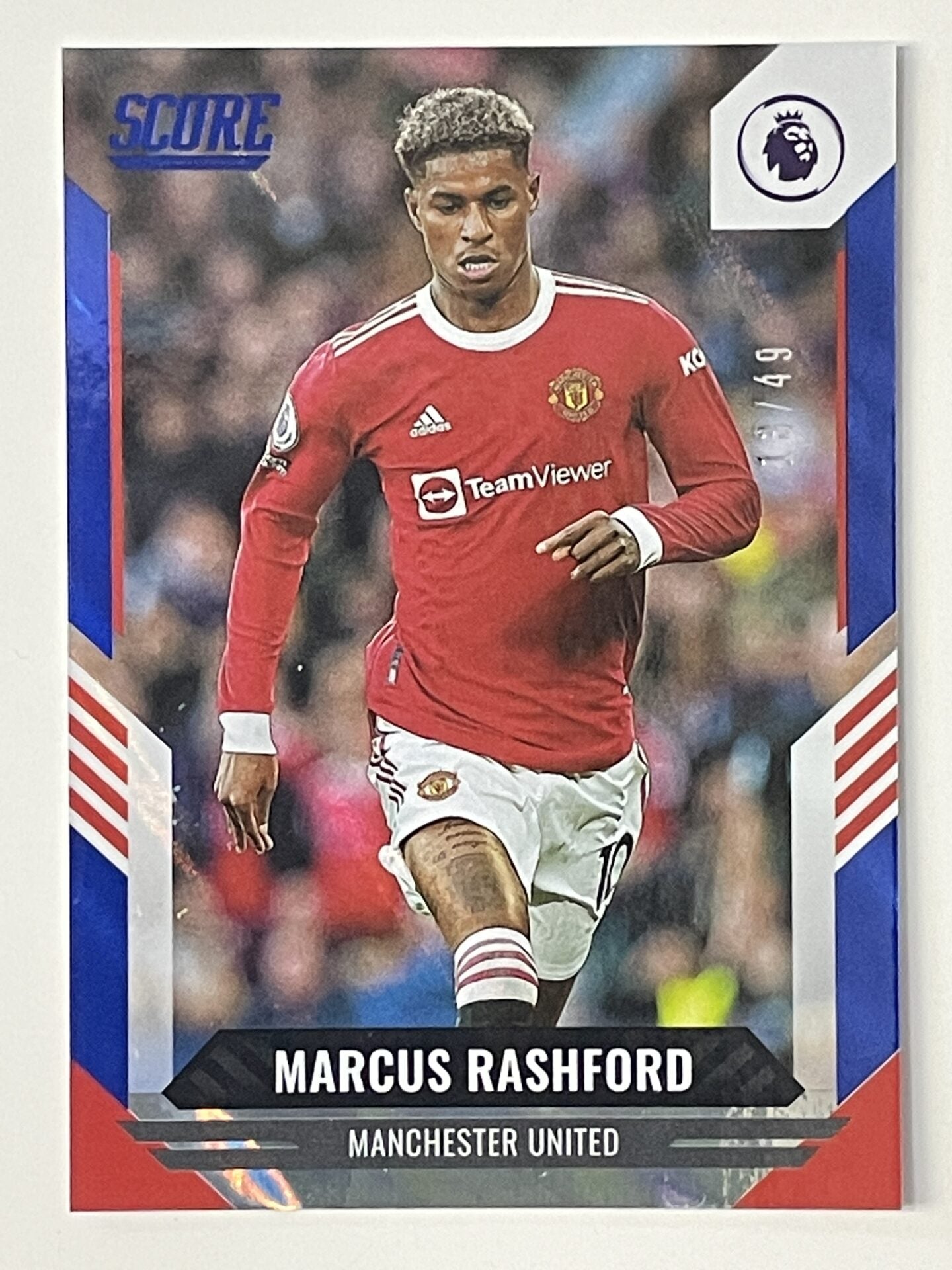 Marcus Rashford Manchester United Base Blue Lava Parallel Panini Premier League Score 2021 2022