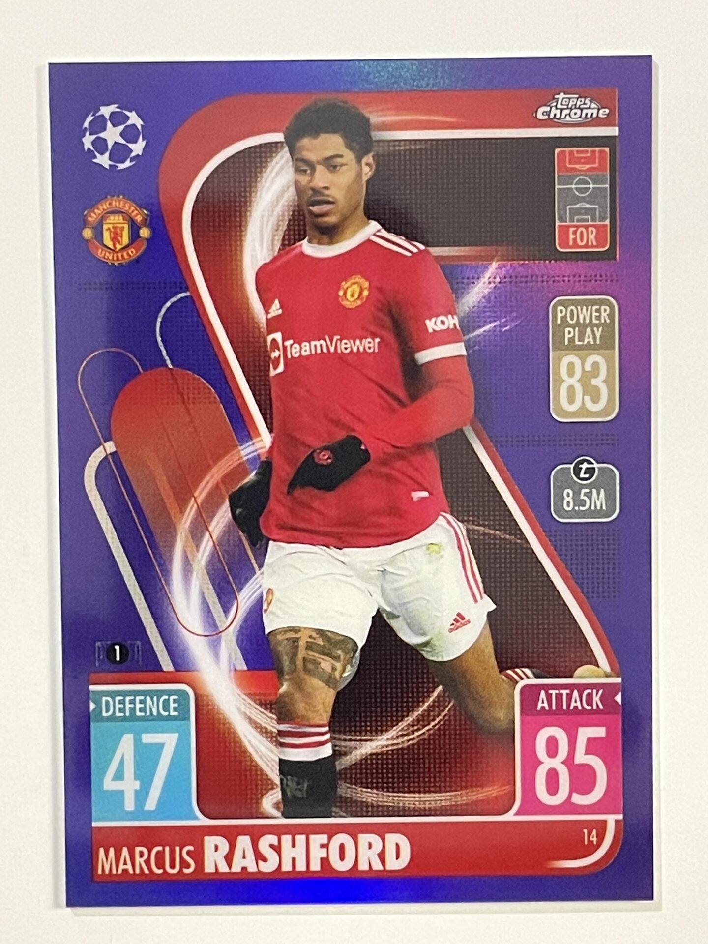 Marcus Rashford Purple Parallel Topps Match Attax Chrome 2021 2022