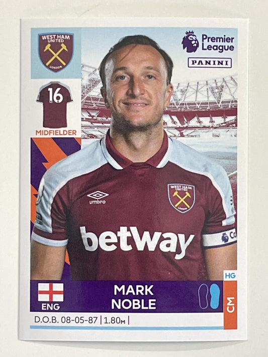 Mark Noble West Ham Panini Premier League 2022 Football Sticker