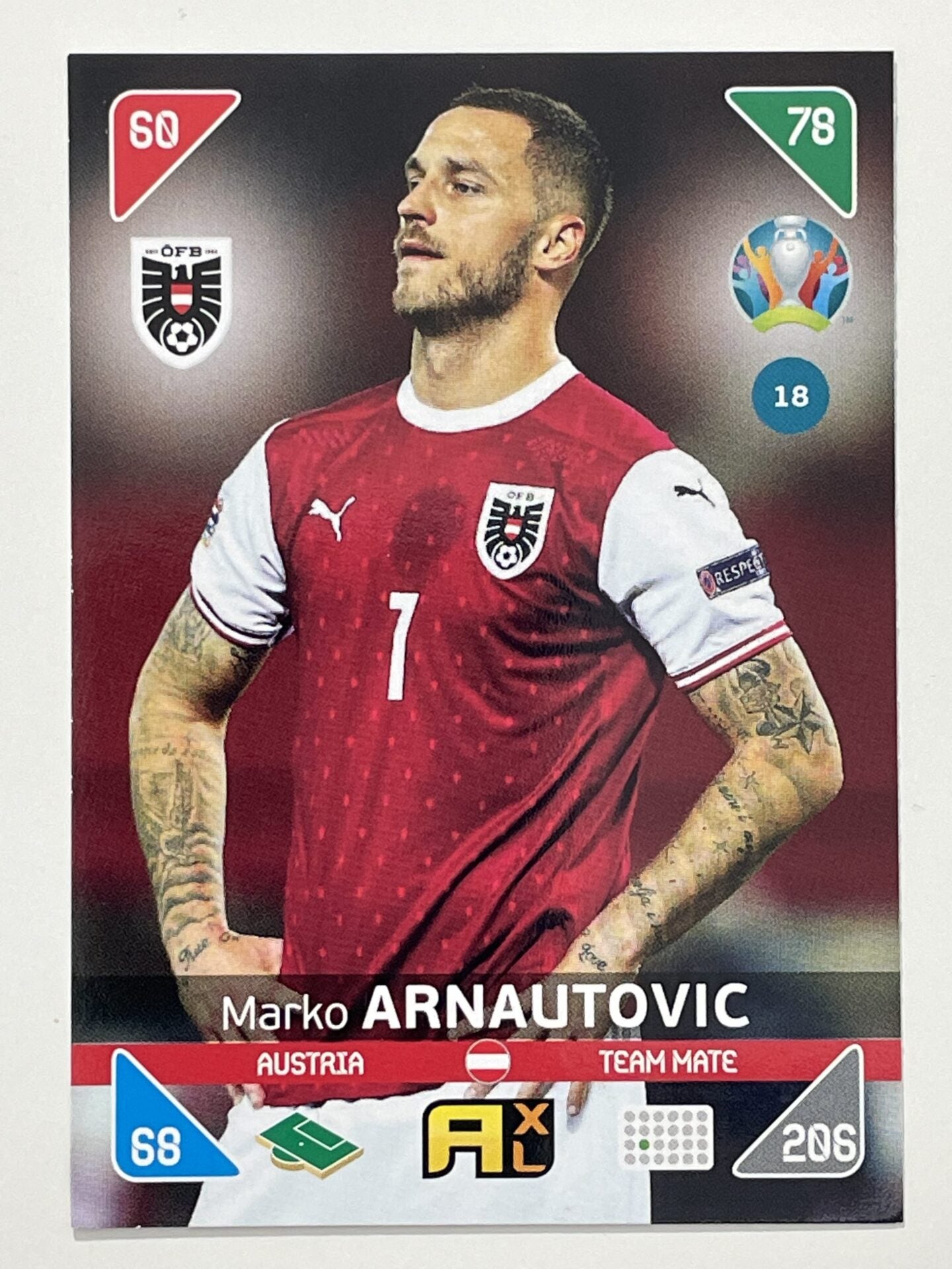 Marko Arnautovic Team Mates (Austria) Football Card &#8211; Euro 2020 Adrenalyn XL