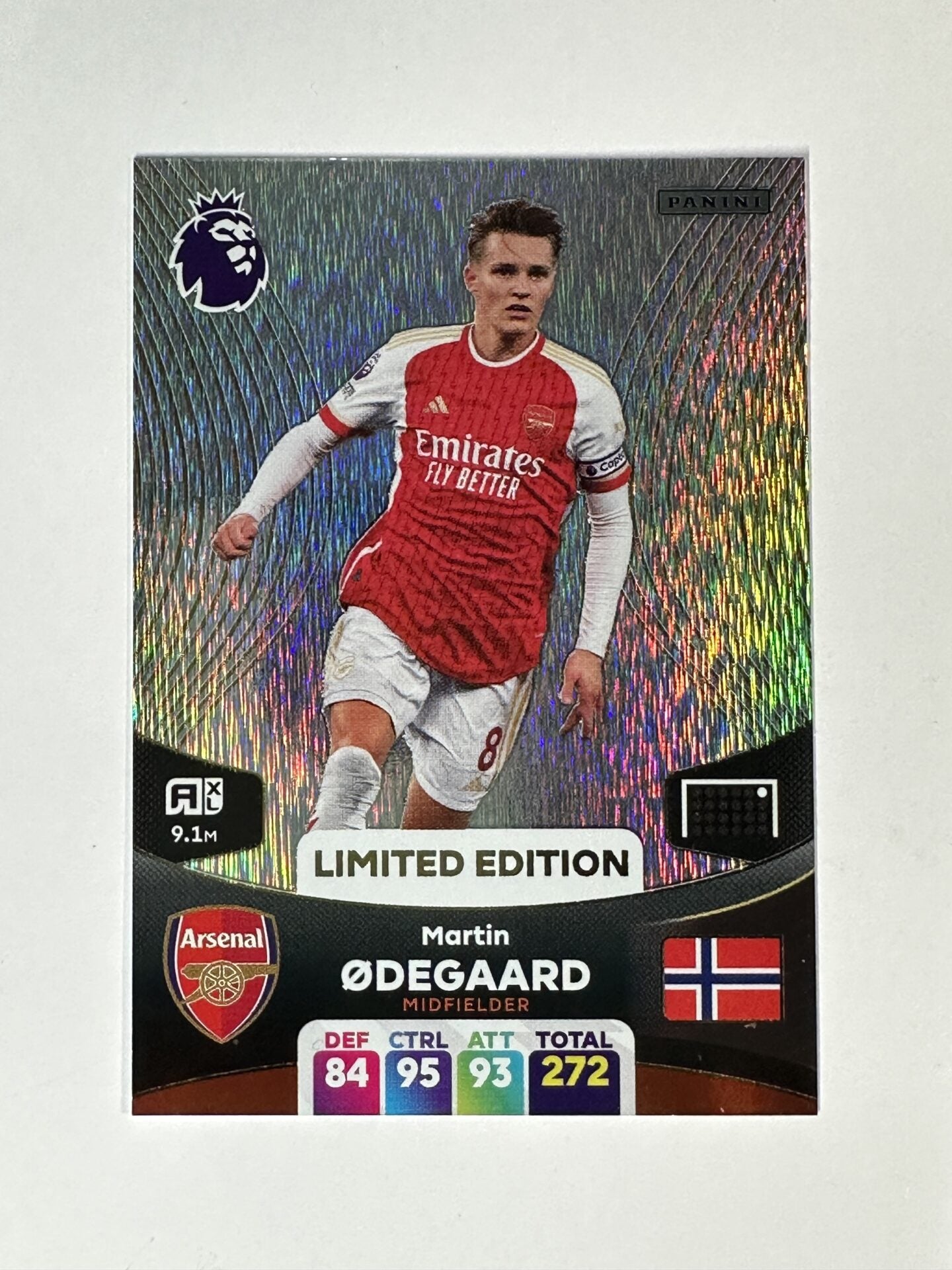 Martin Odegaard Arsenal Limited Edition Panini Premier League Adrenalyn XL 2024 Card