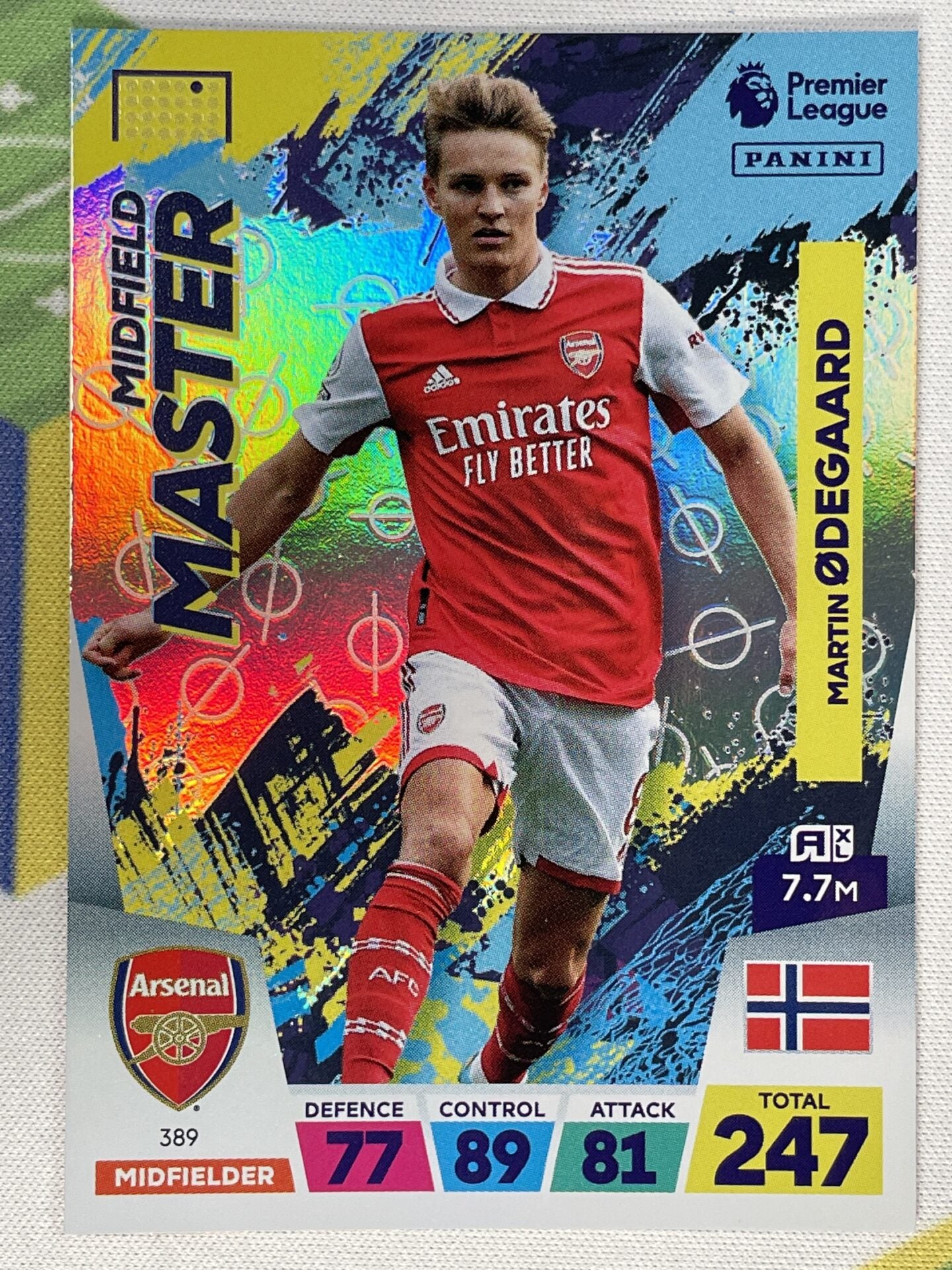 Martin Odegaard Arsenal Midfield Master Panini Premier League Adrenalyn XL 2023 Card