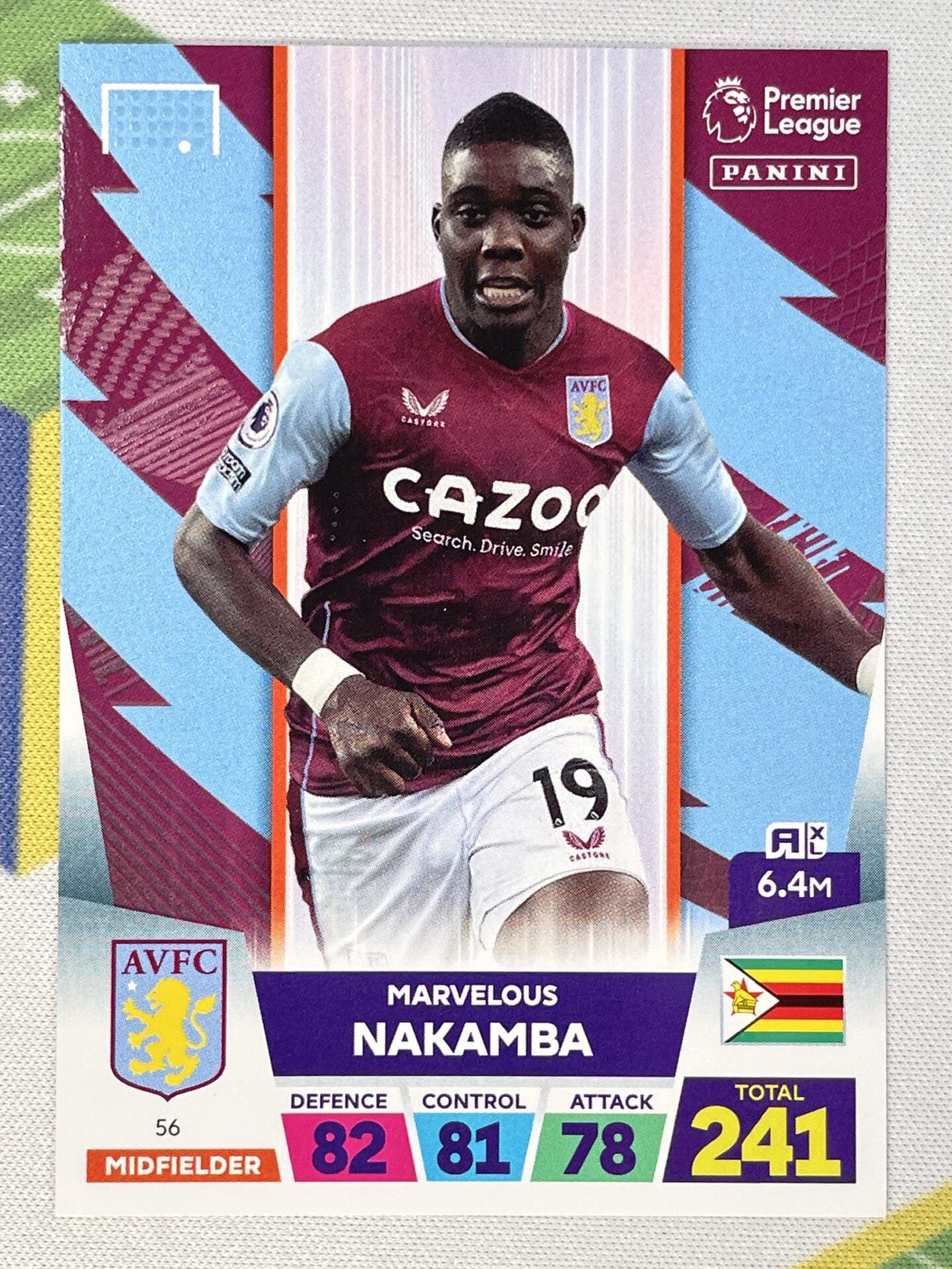 Marvelous Nakamba Aston Villa Panini Premier League Adrenalyn XL 2023 Card