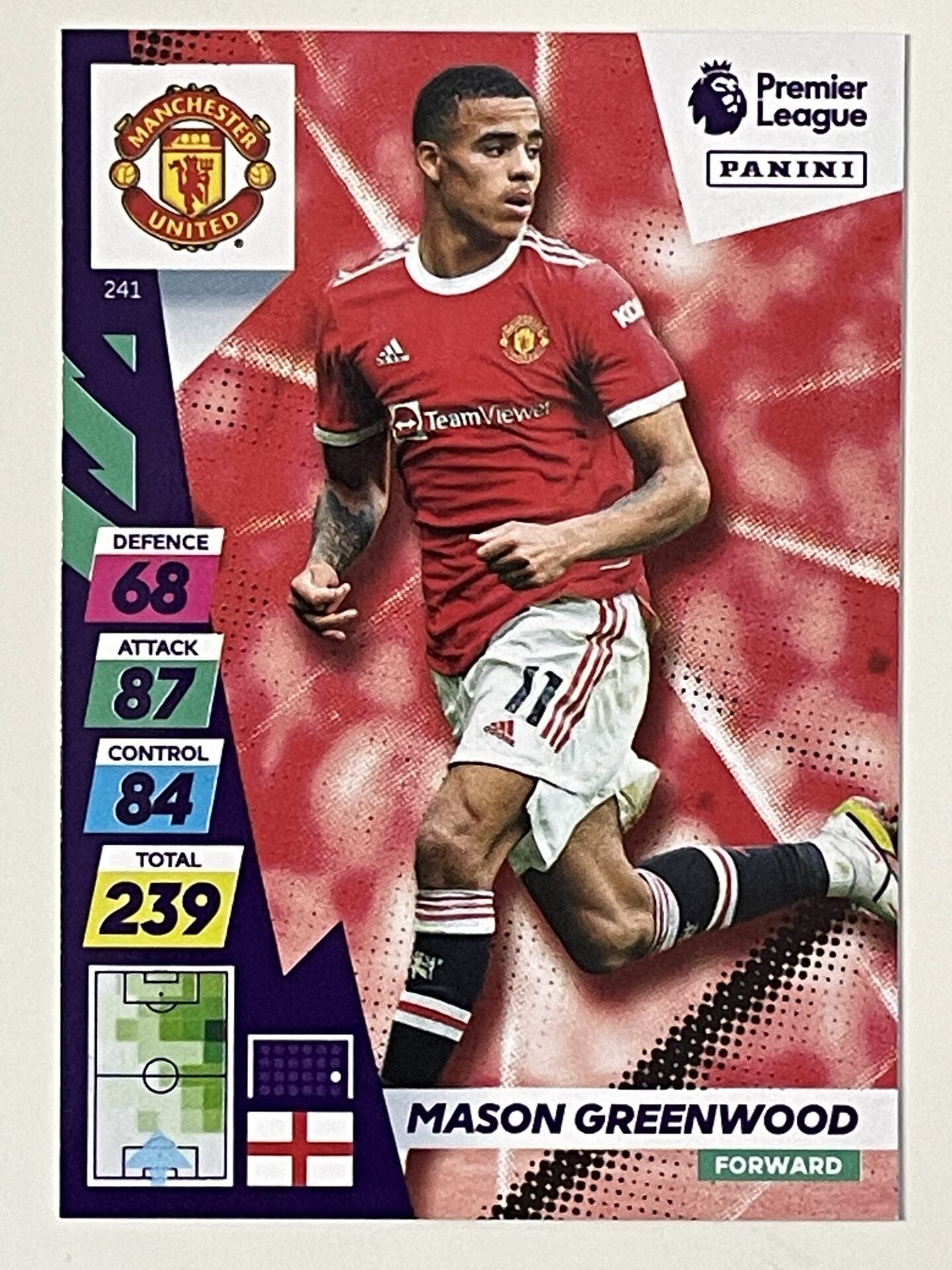 Mason Greenwood Manchester United Base Panini Adrenalyn XL PLUS Premier League 2021 2022