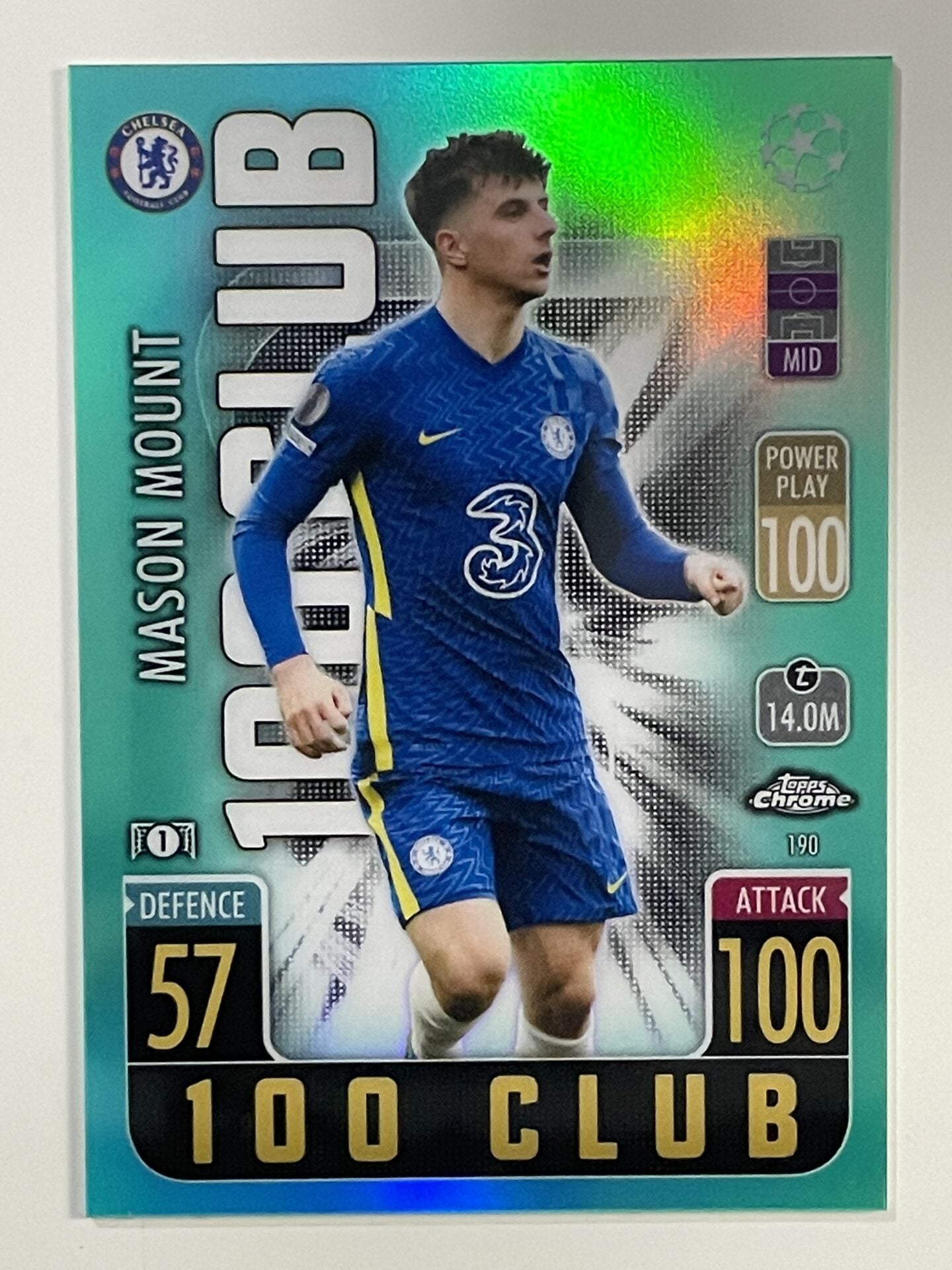 Mason Mount 100 Club Aqua Parallel Topps Match Attax Chrome 2021 2022