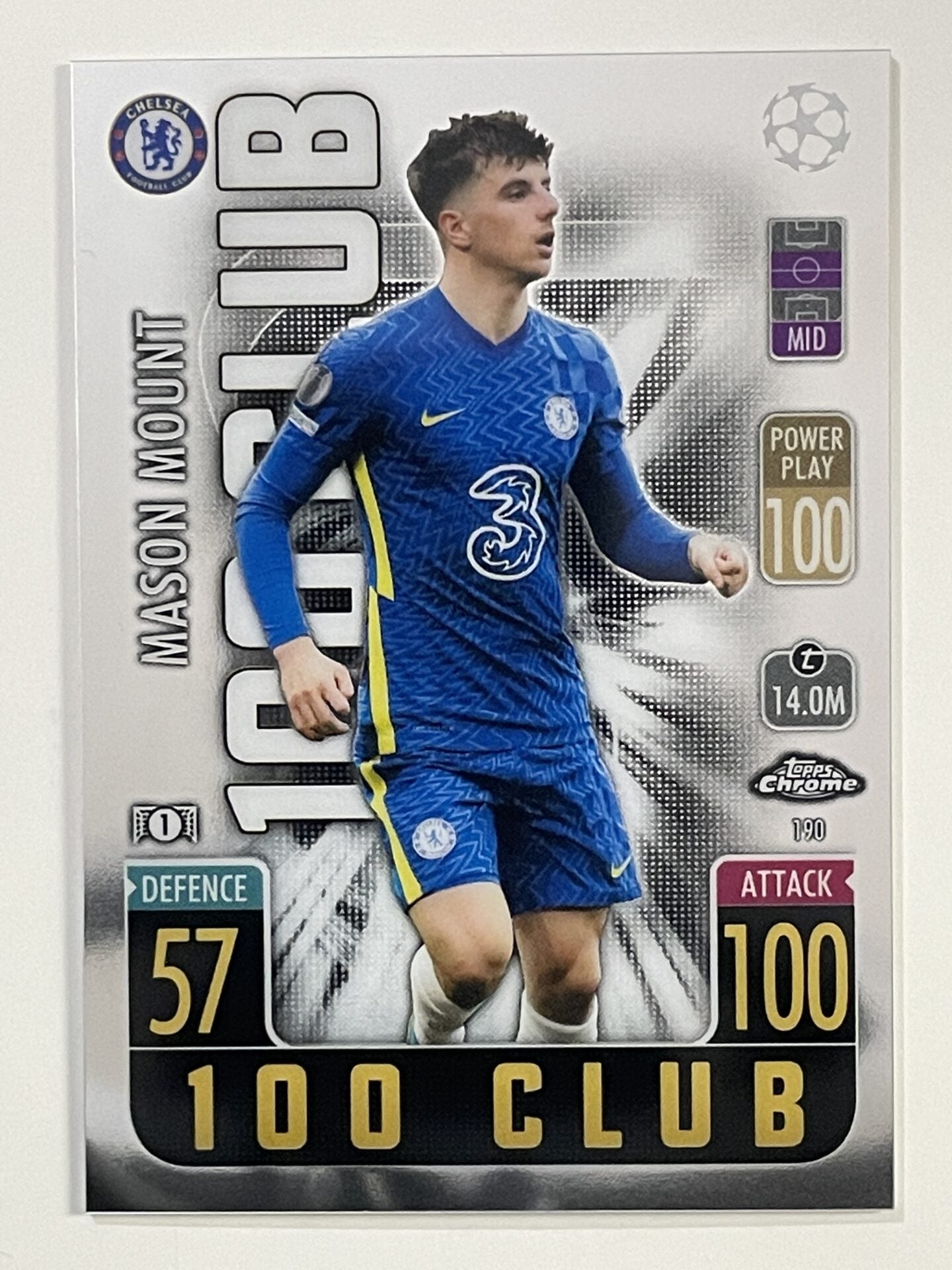 Mason Mount 100 Club Chelsea Topps Match Attax Chrome 2021 2022 Football Card