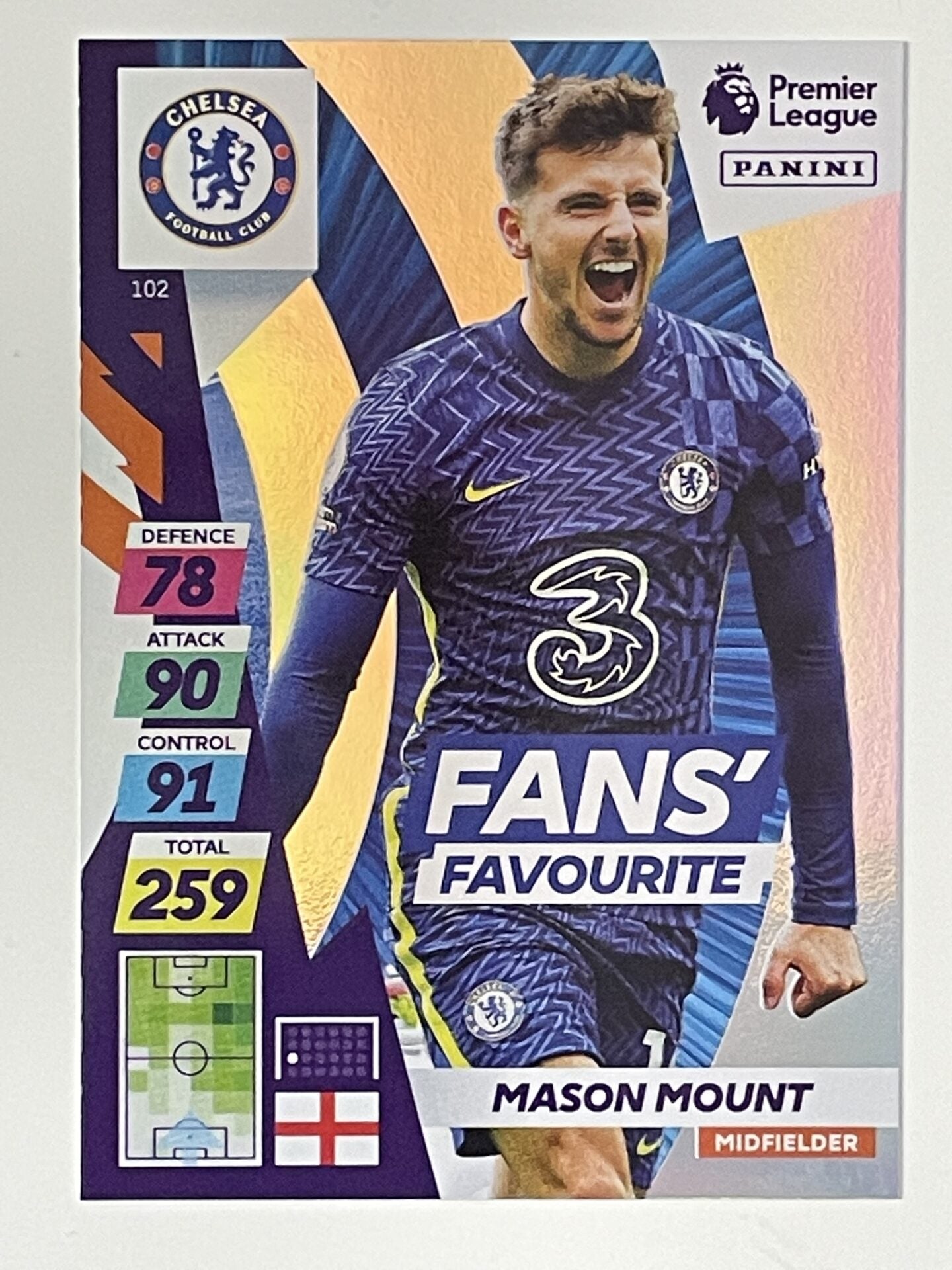 Mason Mount Chelsea Fans Favourite Panini Adrenalyn XL PLUS Premier League 2021 2022